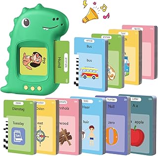Talking Flashcards Children's Toy from 2 3 4 5 6 Years Educational Games for Autism Learning Toy German Learning for Children Preschool Children Gift for Boys Girls 2-4 Years 225 Sheets 510 Words