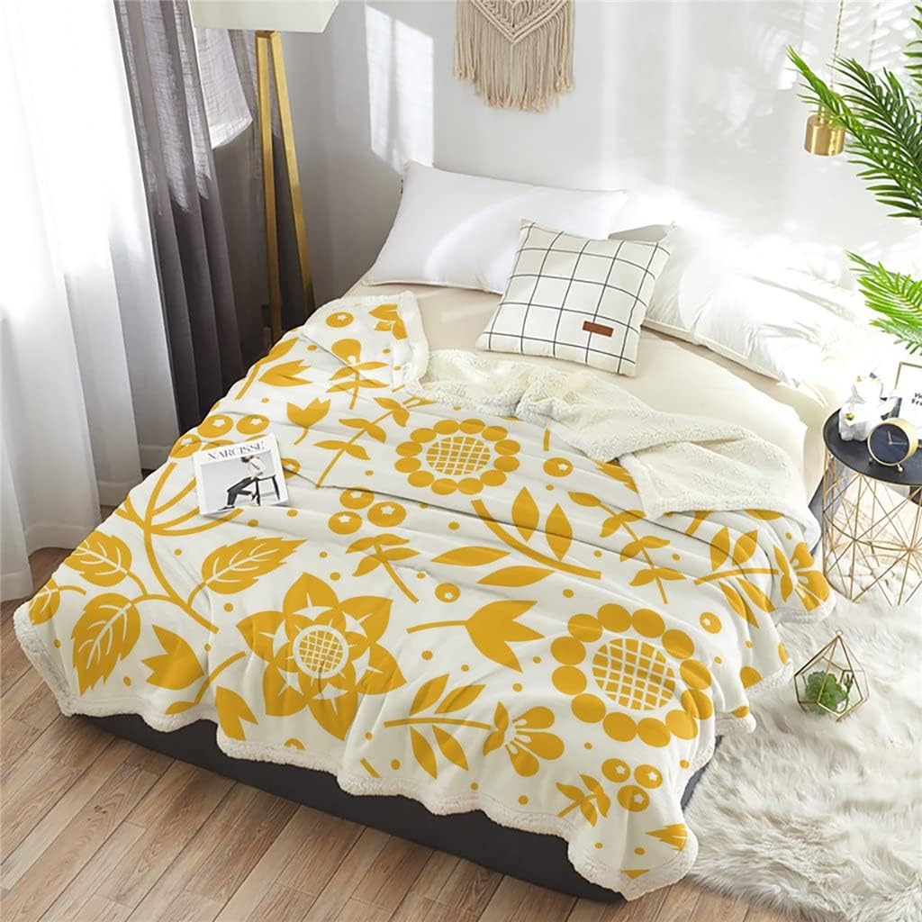 Plant Flower Sherpa Blanket Thick Velvet Flannel Bedspreads Office Nap Throw Sofa Cover Bedding