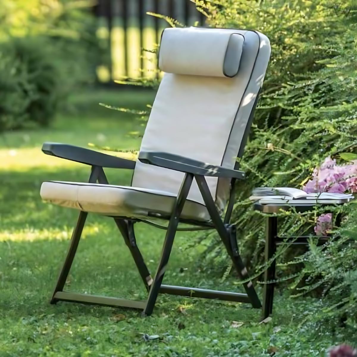 Tomaino Tumbona acolchada para uso interior exterior (Gris, Sillón estándar)