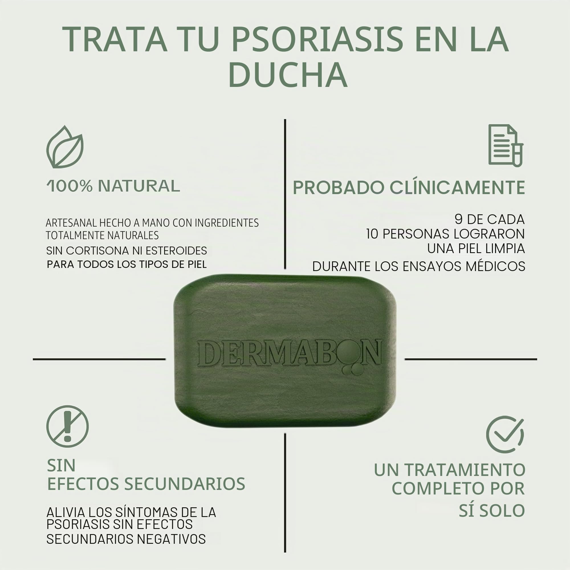 Dermabon Jabón limpiador de psoriasis, dermatitis seborreica y eccema para adultos, 2% de jabón de alquitrán de hulla, alivia la picazón, reduce la inflamación, hidrata la piel, uso diario suave,