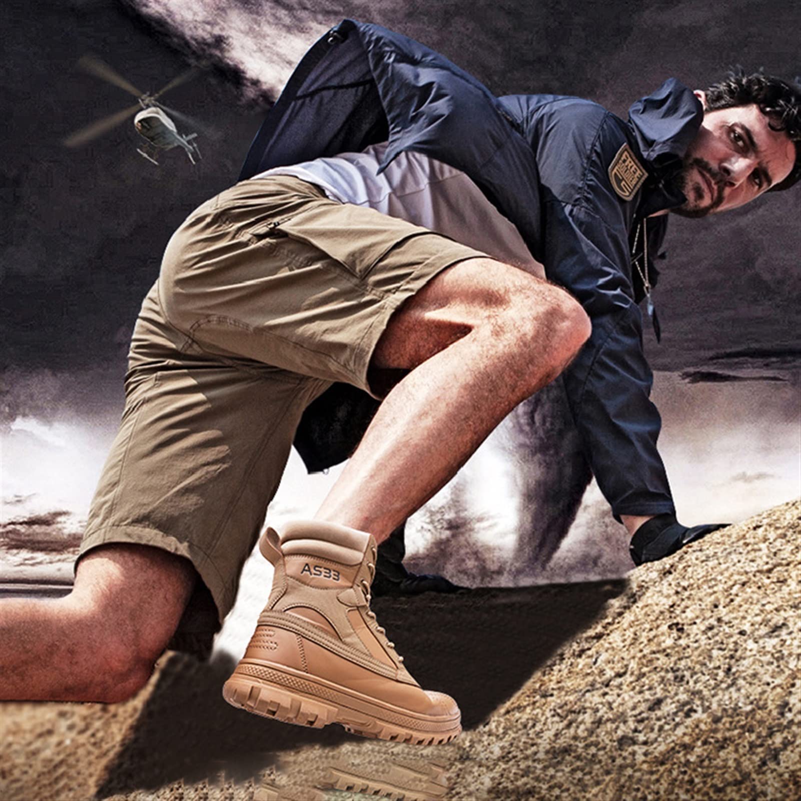 High Rise Hiking Boots, Hiking Boots Mens Waterproof Lightweight, Outdoor High- top Desert Shose, Combat Camping Tactical Climbing Walking Footwear, for Birthday,Father' s Day