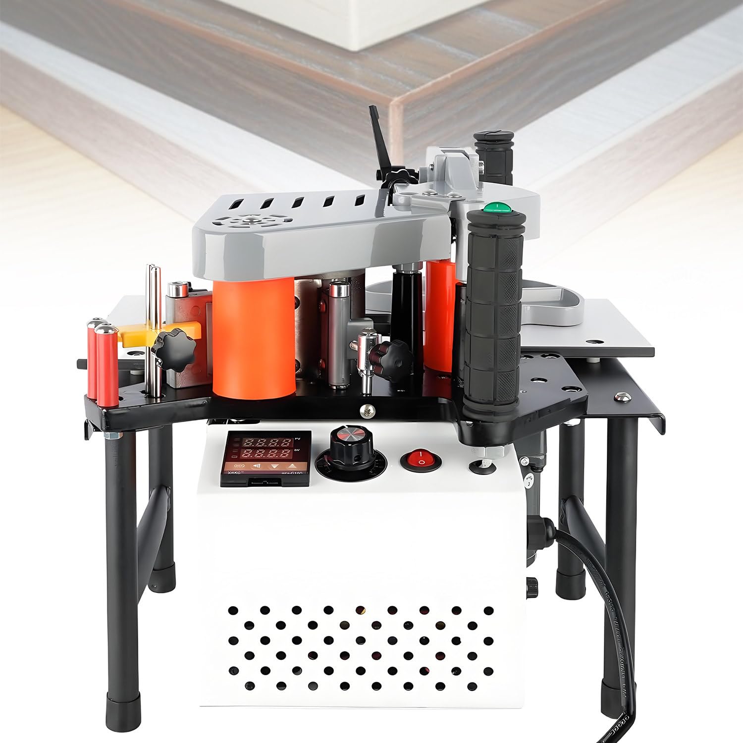 Chapeadora de Cantos portátil para carpintería, con encolado de Doble Cara para tableros de PVC, laminados, acrílicos y de Madera