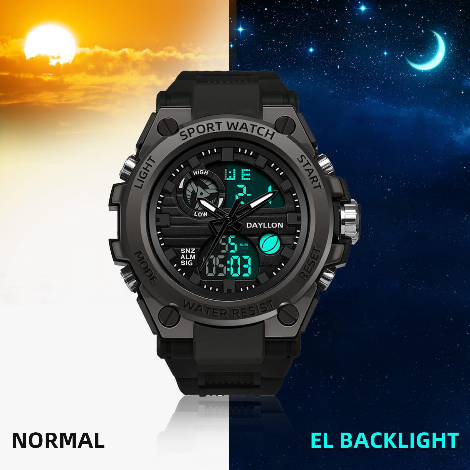 Dayllon Montre Homme Militaire Sport extérieur étanche Date multifonction tactique alarme chronomètre montres analogiques