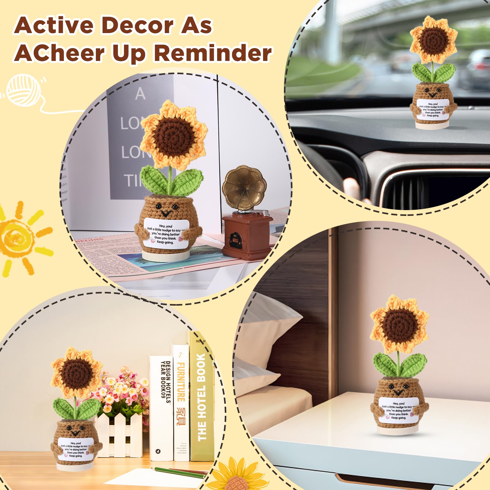 Mini Crochet Sunflower Gift - "Thank You For Helping Me Grow" Teacher Appreciation, Friend, Mom Gift With Positive Message