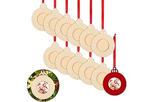 Queekay Wooden Picture Frame Christmas Ornaments (12-Pack)