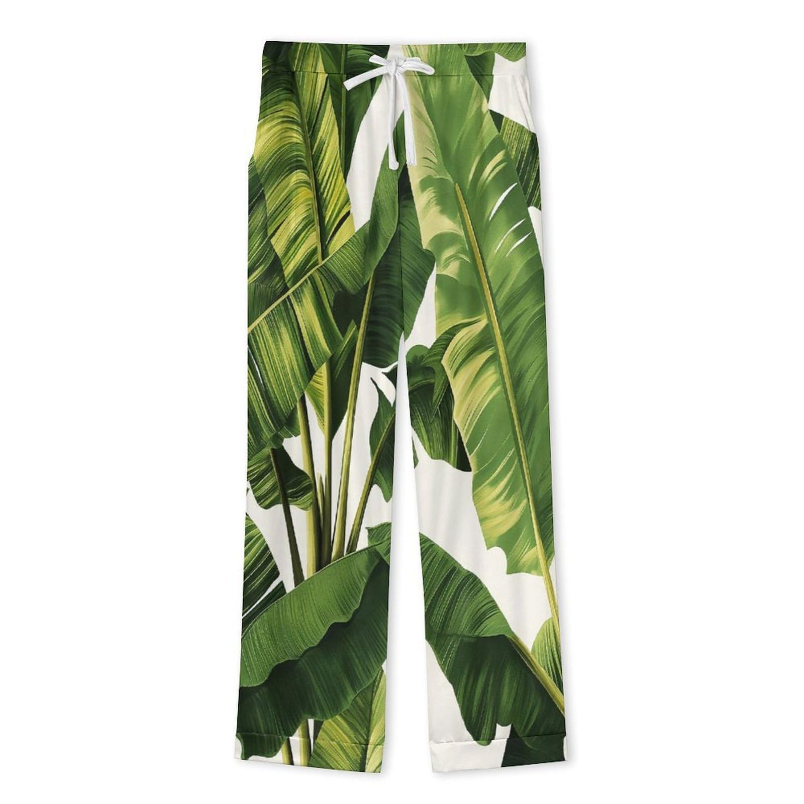 OLEETS Completo Pigiama da Uomo - Paesaggio di Foglie Completo da Notte Pantaloni Caldo Invernale Comodo con Tasche Top Morbido E Ampio 2 Pezzi