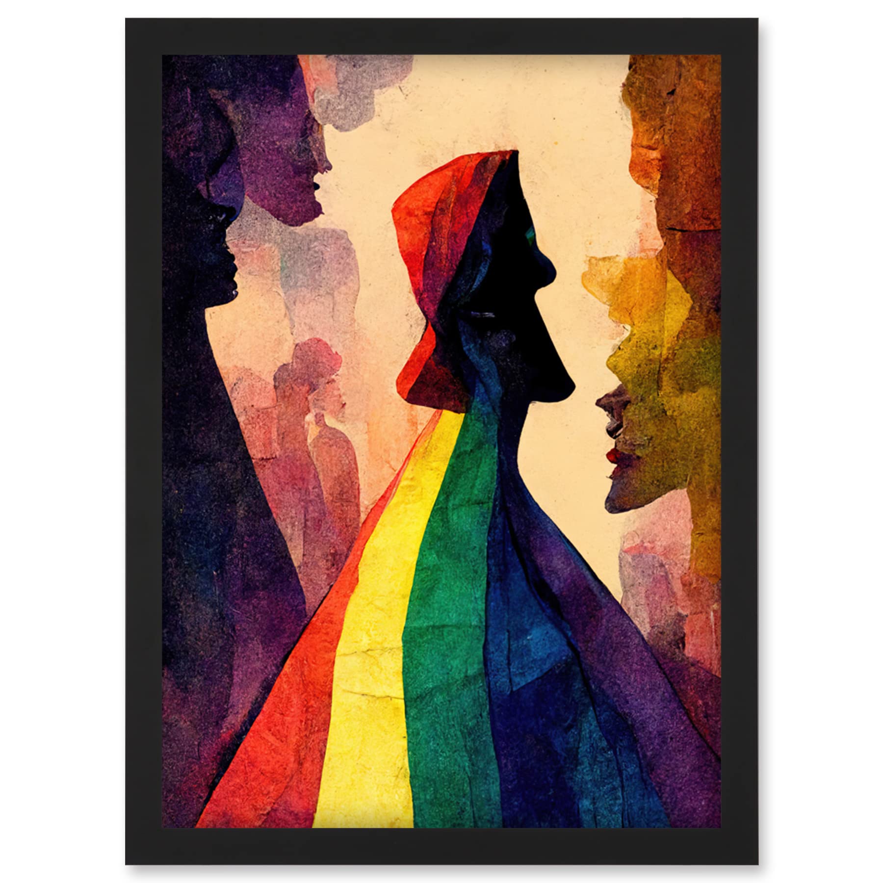 Doppelganger33 LTD The Others Abstract LGBTQ Rainbow Figures Artwork Framed Wall Art Print A4