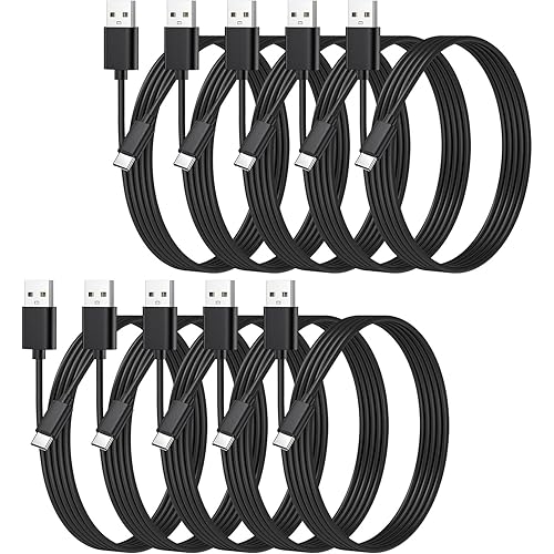 weishan 10-Pack Bulk USB C Cable - Multipack USB to Type-C Phone Charging Cords, 3.3ft Black
