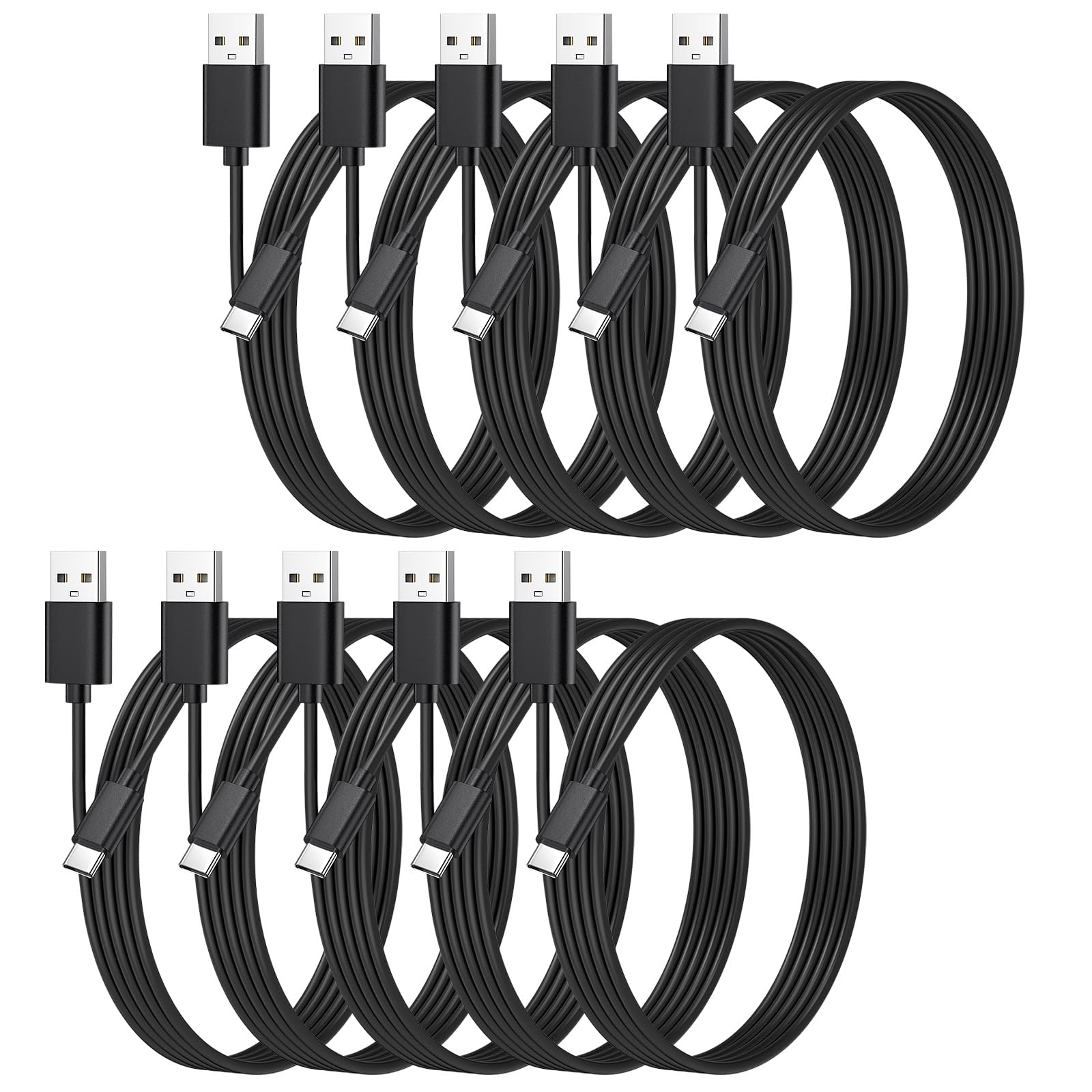 weishan Confezione da 10 cavi USB C - Confezione multipla di cavi di ricarica da USB a tipo C, 1 m, nero