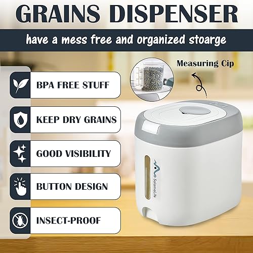 Miniatura 3 de Recipiente hermético de plástico multiusos para almacenamiento de alimentos con tapas, cubo de 22 libras, dispensador de arroz y contenedor de