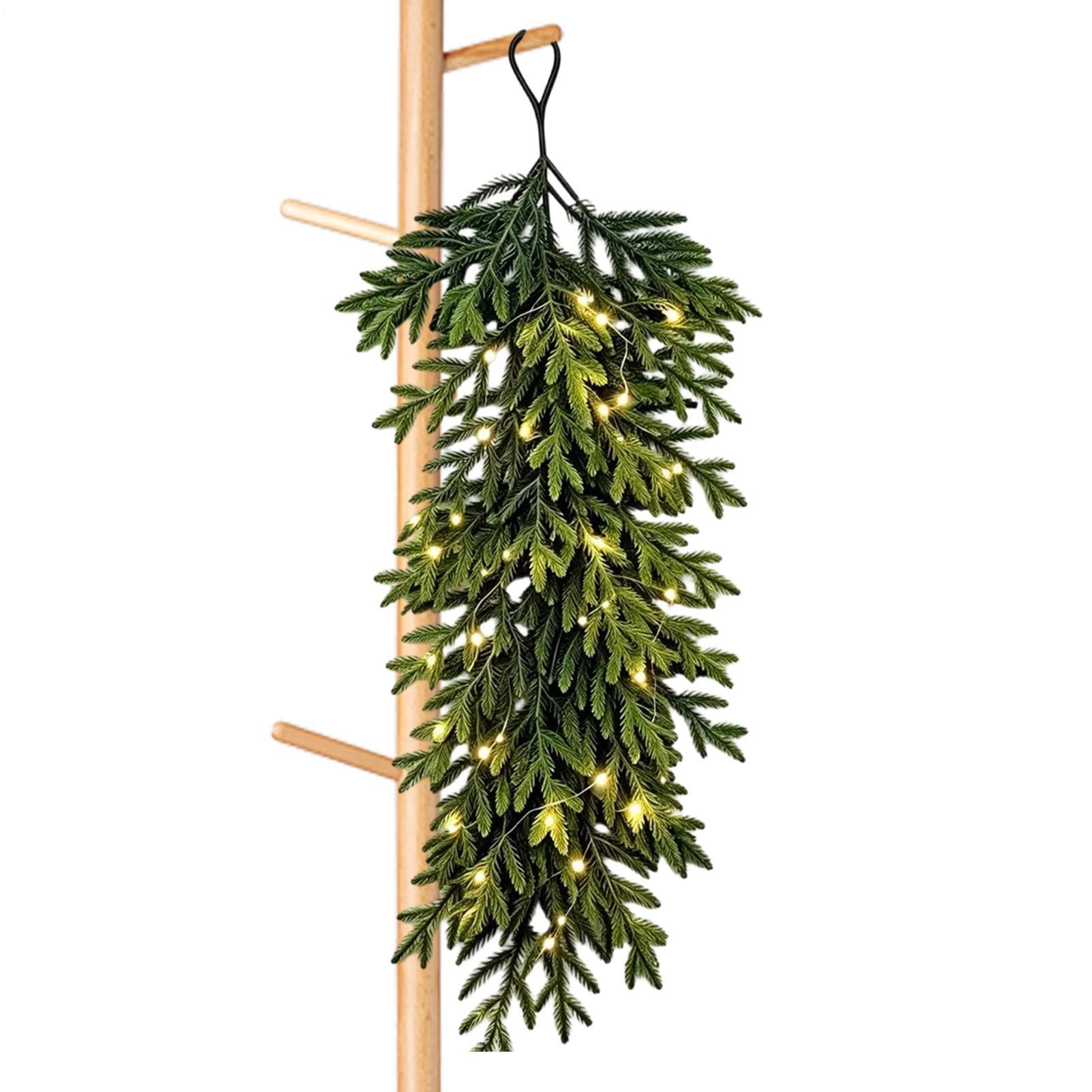 Swag de Navidad para escaleras decoración de pared con verde abeto