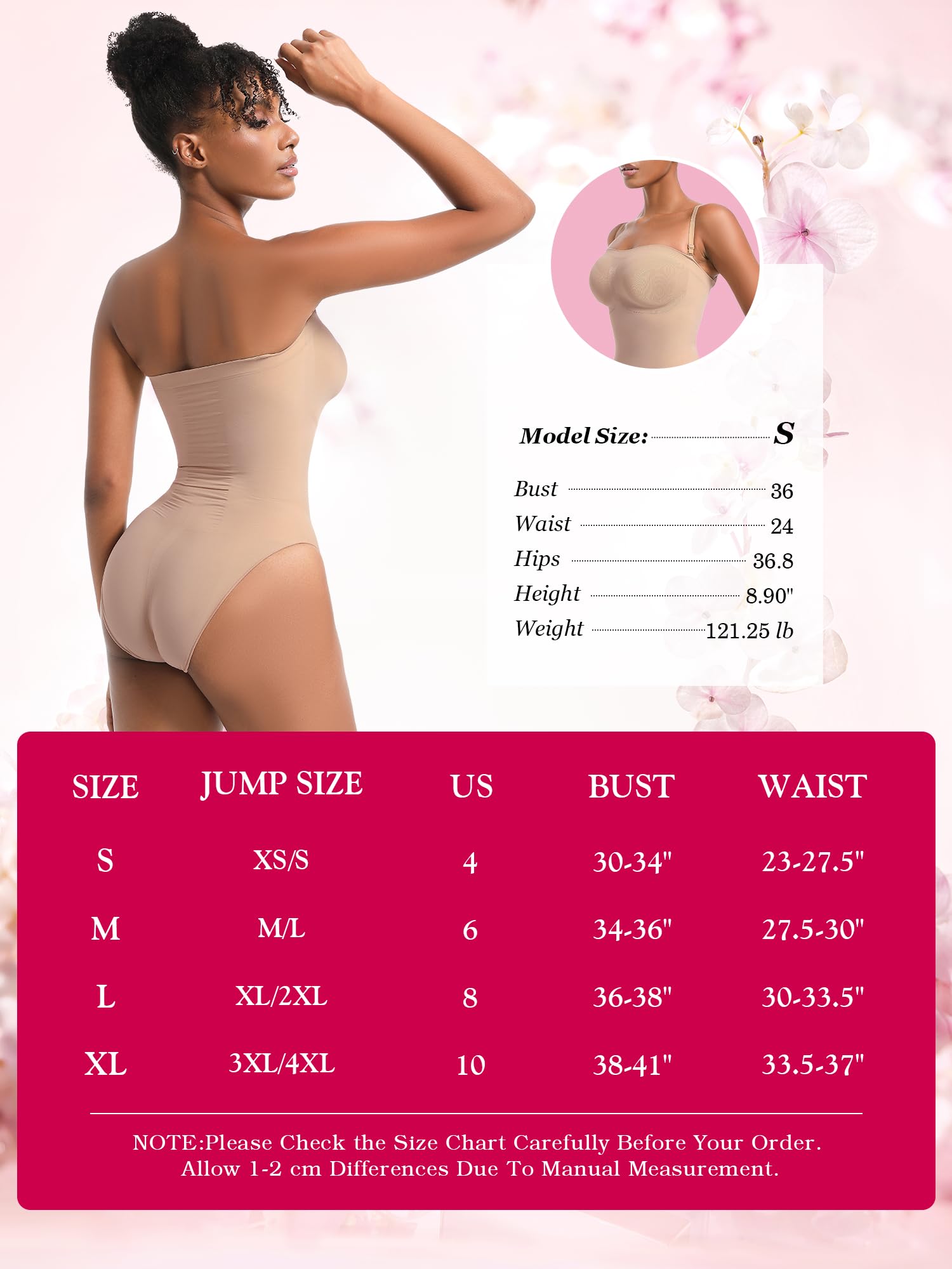 Atbuty Body sin tirantes, sin costuras, moldeador, control de abdomen, moldeador de cuerpo con correas extraíbles