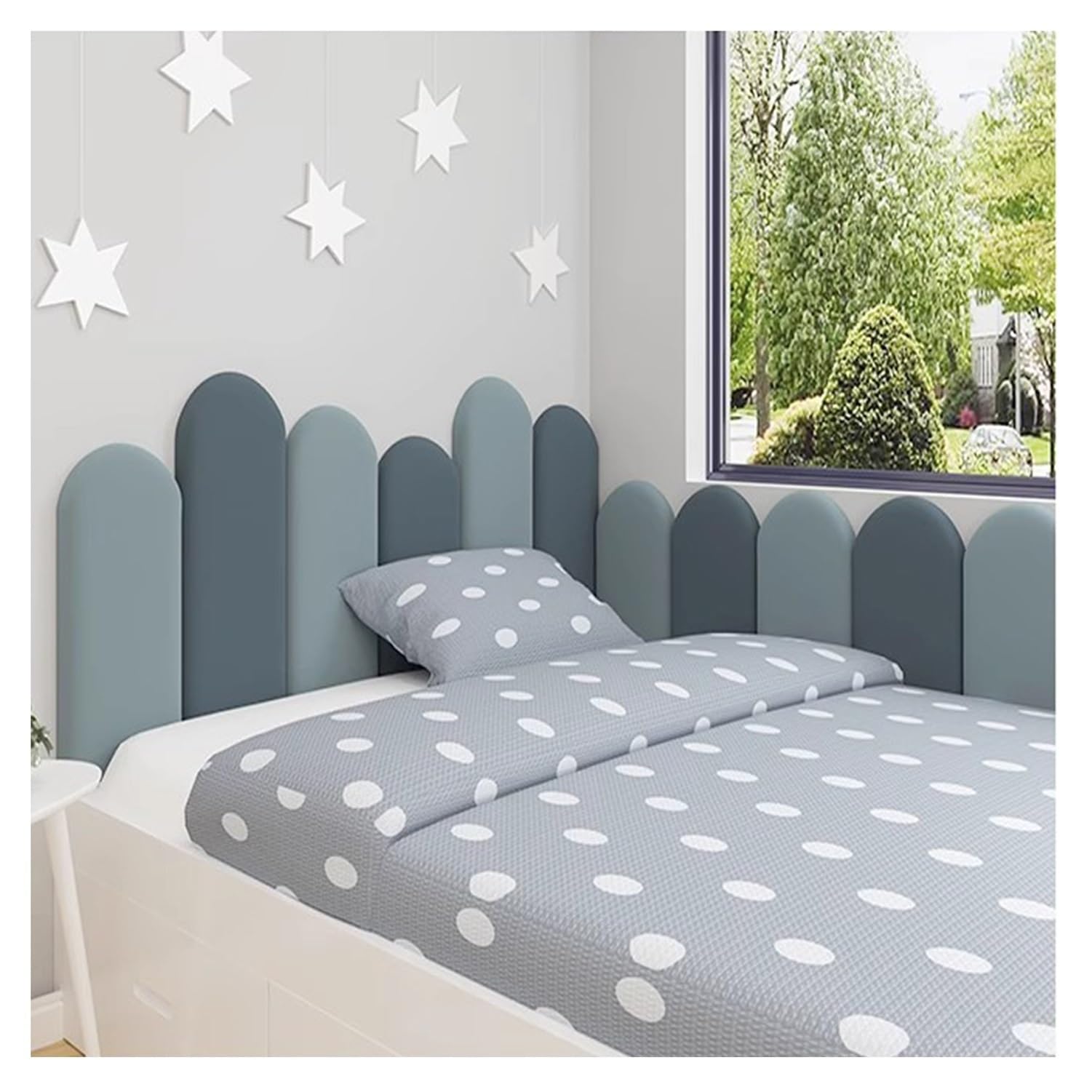 Acolchado de pared 3D autoadhesivo y paneles ovalados protectores para cabecero de cama o tatami
