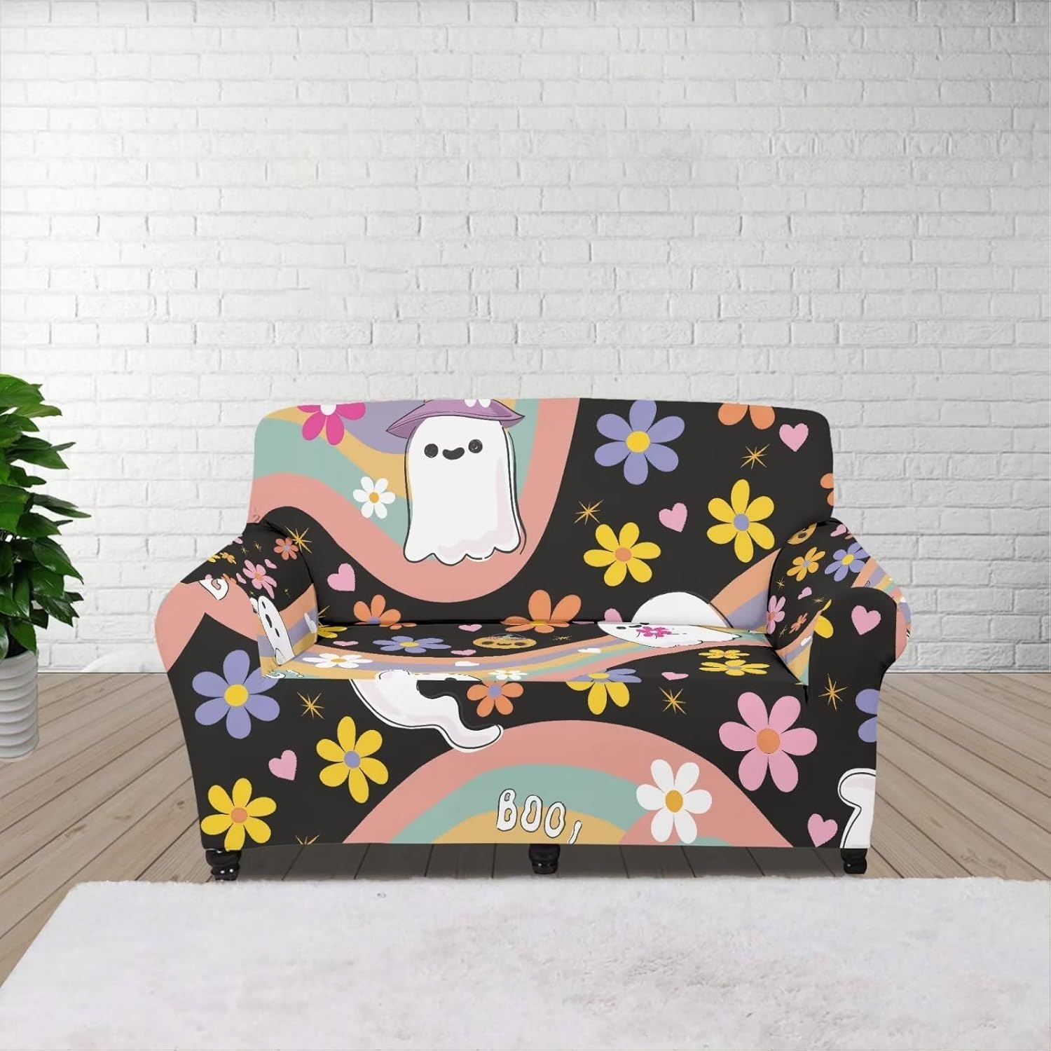 Leopard Flower Sofa Covers Stretch Stain Resistant Sofa Covers Non-Slip Dust Proof Slip Covers for Couches and Sofas for 1 Cushion Couch