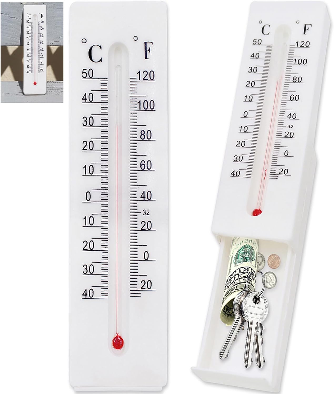 Hide a Key Outdoor, Thermometer Decorative Hide a Key Diversion Hidden