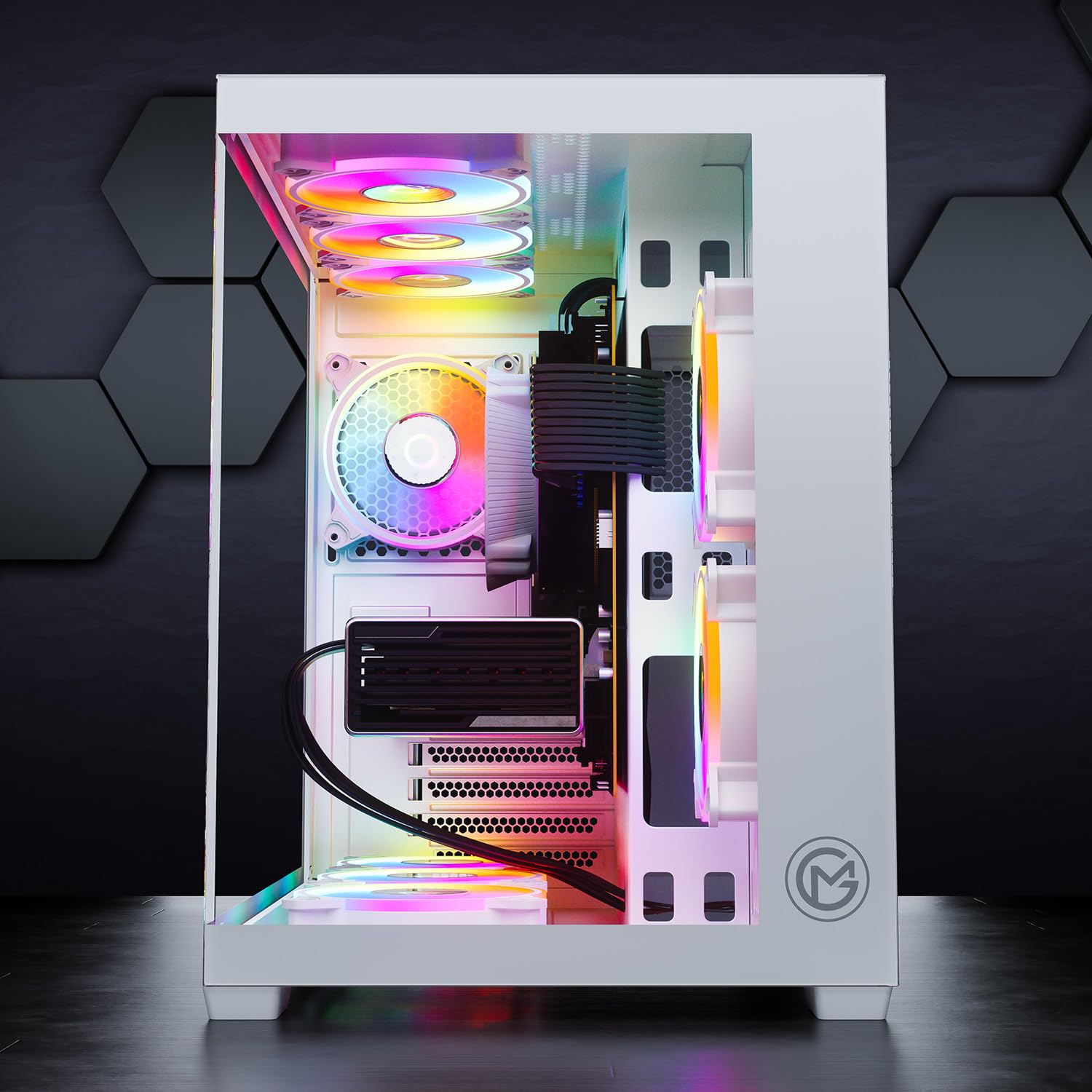 GameMachines Cube Snow Edition - Gaming PC - AMD Ryzen 7 5700X - AMD Radeon RX 9060-1TB SSD - 32GB DDR4 - WLAN - Win 11 Pro