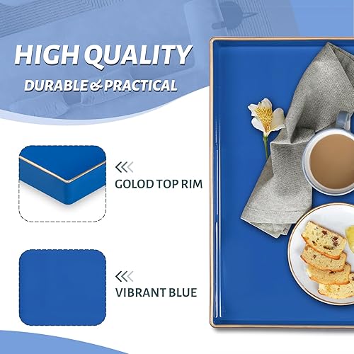 Miniatura 106 de MAONAME Bandeja decorativa, bandeja negra con asas, bandejas de mesa auxiliar, bandejas cuadradas de plástico para otomana, baño, cocina, 13 x 13 x