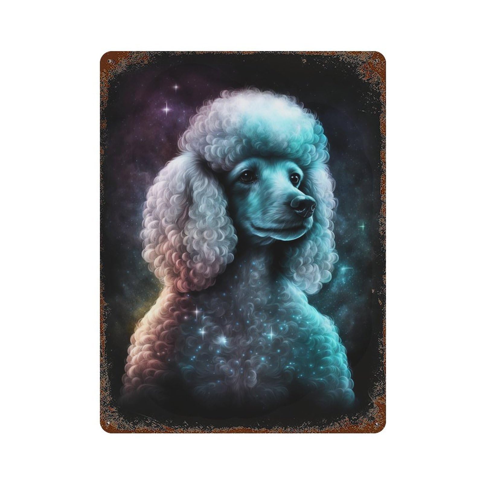Cosmic Poodle Art Print-2 15.7"x11.8" Vintage Metal Tin Sign, Novelty Wall Decor for Basement, Hobby Room And Garage Decor