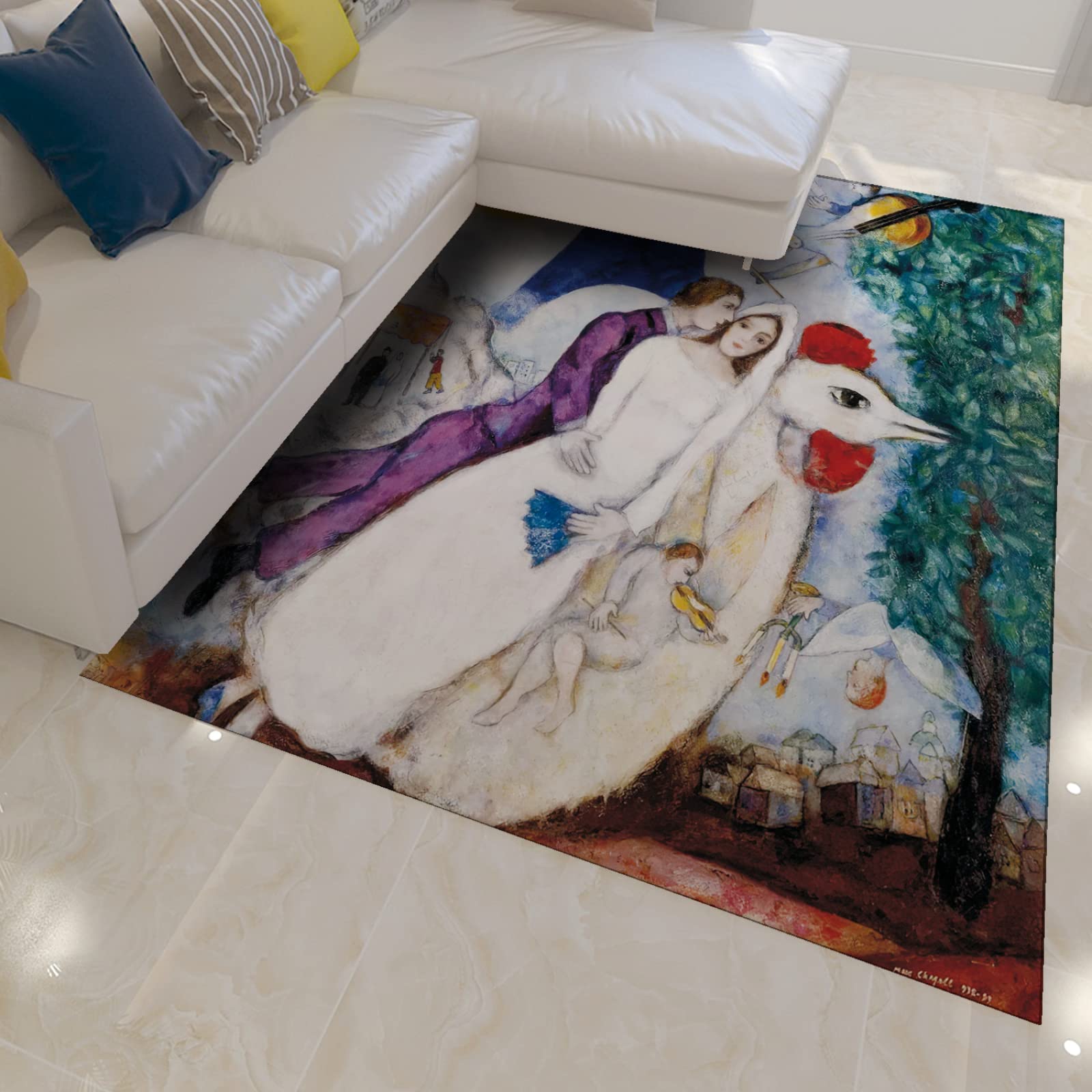 Marc Chagall styl vintage dywany kochankowie motyw ślubny abstrakcyjny piękny dywanik z gumowym spodem do salonu sypialni 180 x 240 cm