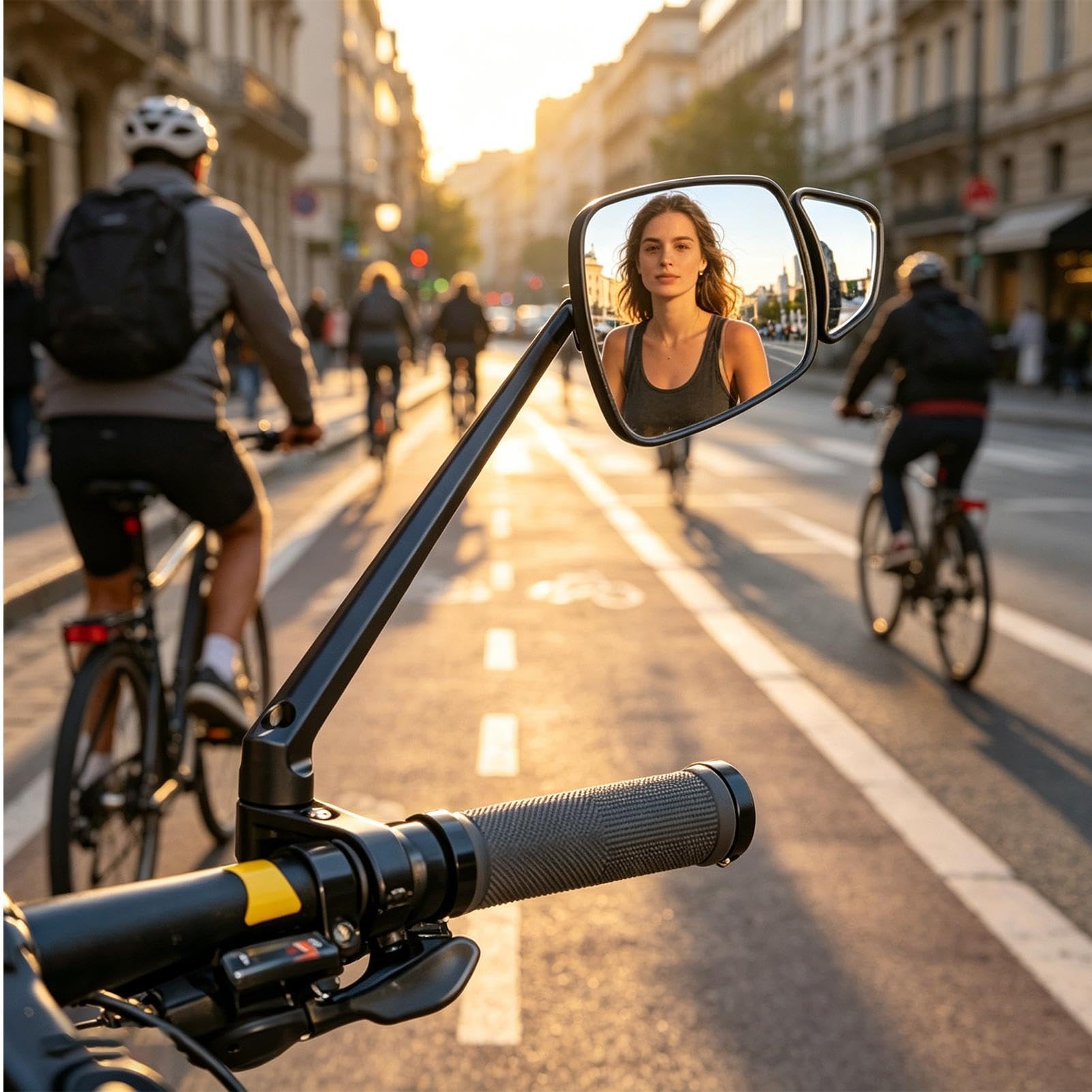 Rowerowe lusterko boczne, odporne na zarysowania z podwójnym obiektywem szerokokątnym, lusterko boczne do roweru | Do jazdy na rowerze Sport Ćwiczenia Droga Ziemia Kobiety Chłopcy Dziewczęta młodzi