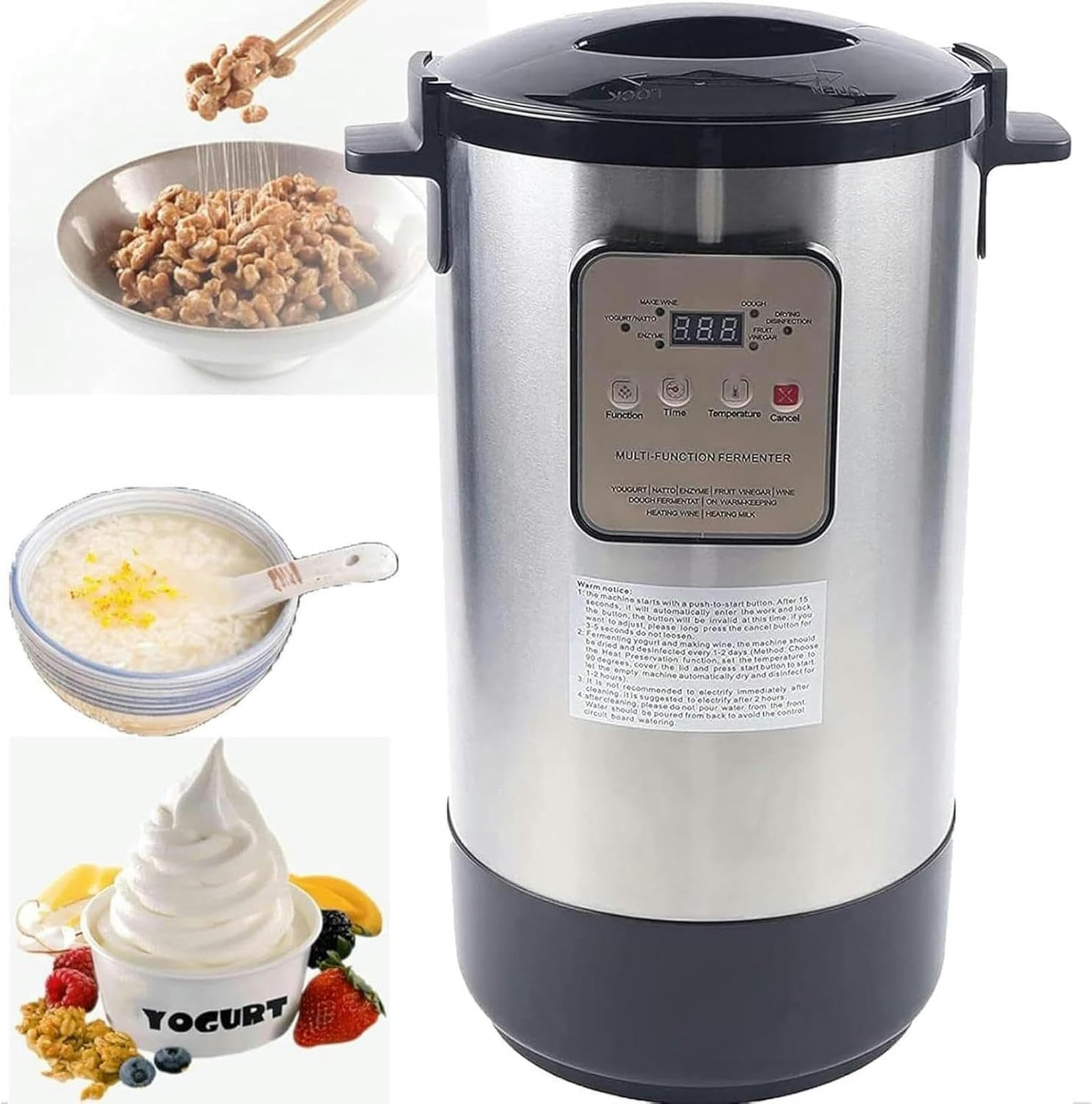 Yaourtière 12 L et Fermentation de natto : Automatique, avec contrôle de la température et minuterie réglable - 100 W - Idéale pour la Fabrication de yaourts et la,