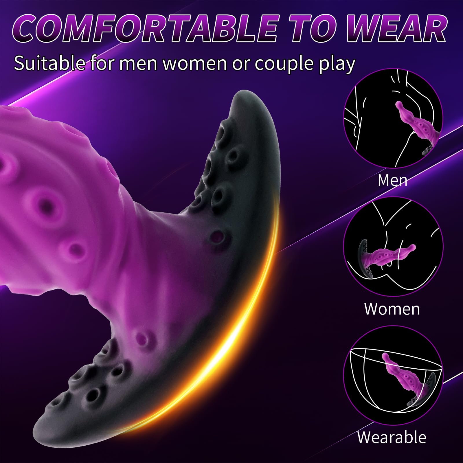 7.9" Large Butt Plug Huge Anal Plug, Tentacle Dildo Anal Stretcher, Fantasy Monster Anal Plug Prostate Massager for Men & Women,Thick Sex Toys Dilator for Gay(Purple): XL Purple octopus
