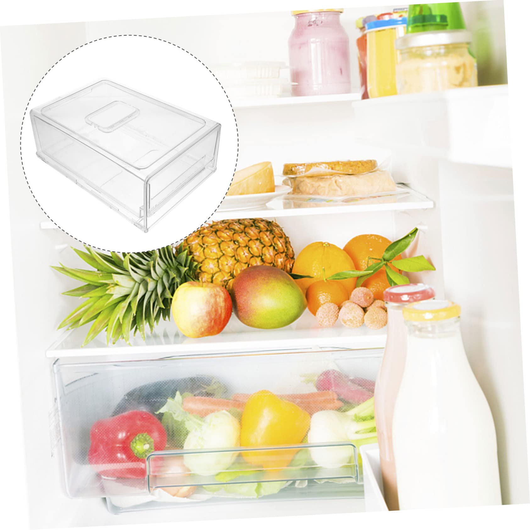 Caja Organizadora de Nevera Extraíble de Gran Resistente Antideslizante para Almacenamiento Práctico de Frutas Verduras y Alimentos Congelador y Cocina