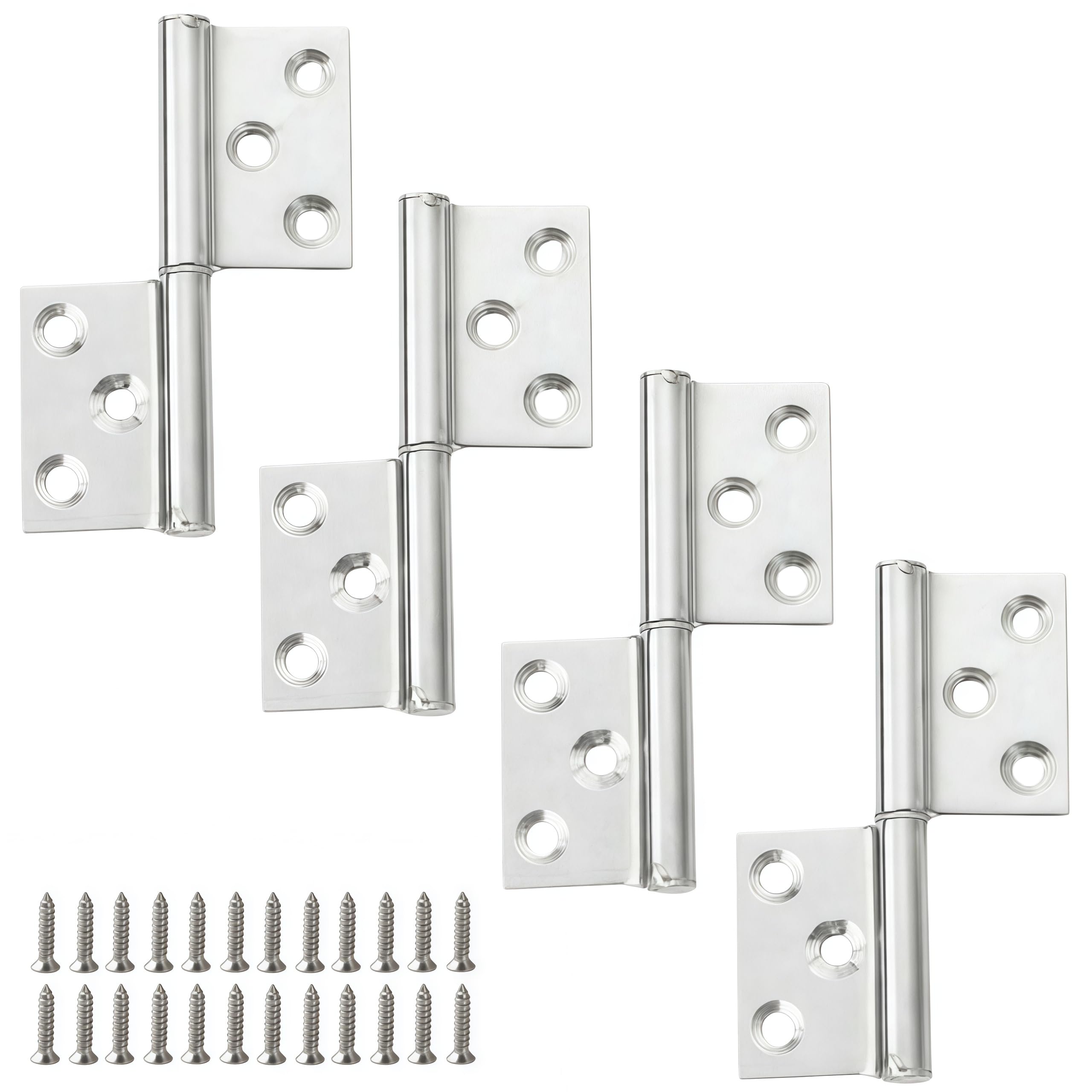 Vbnexyr Regular Hinges 4 Pack Of 304 Stainless Steel Flag Hinges Detachable Folding Hinges Fireproof For Doors Bathrooms And Windows 2.5 Inches