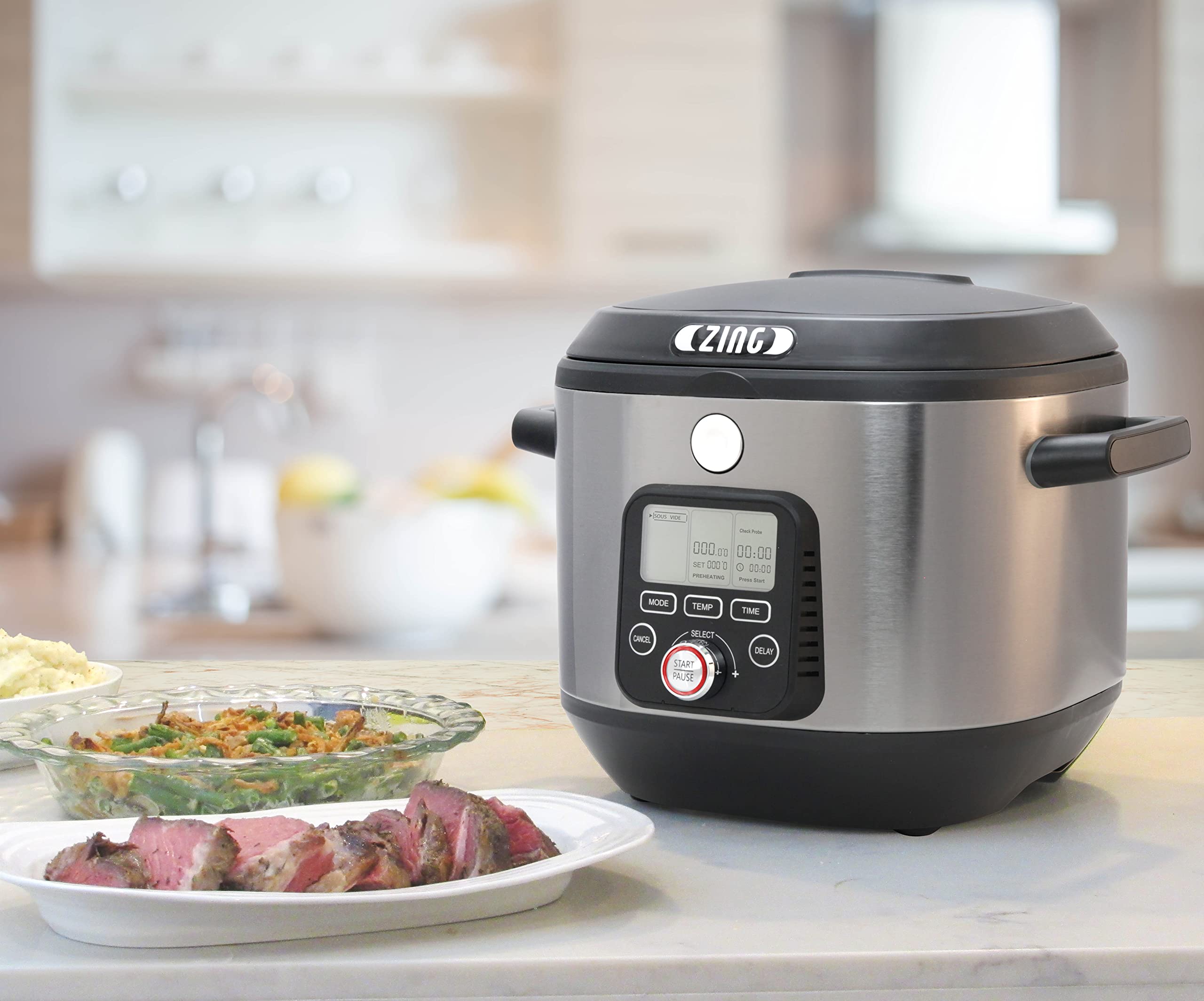 Zing 6Quart 8in1 MultiCooker Machine w/ NonStick Pot Slow Cooker