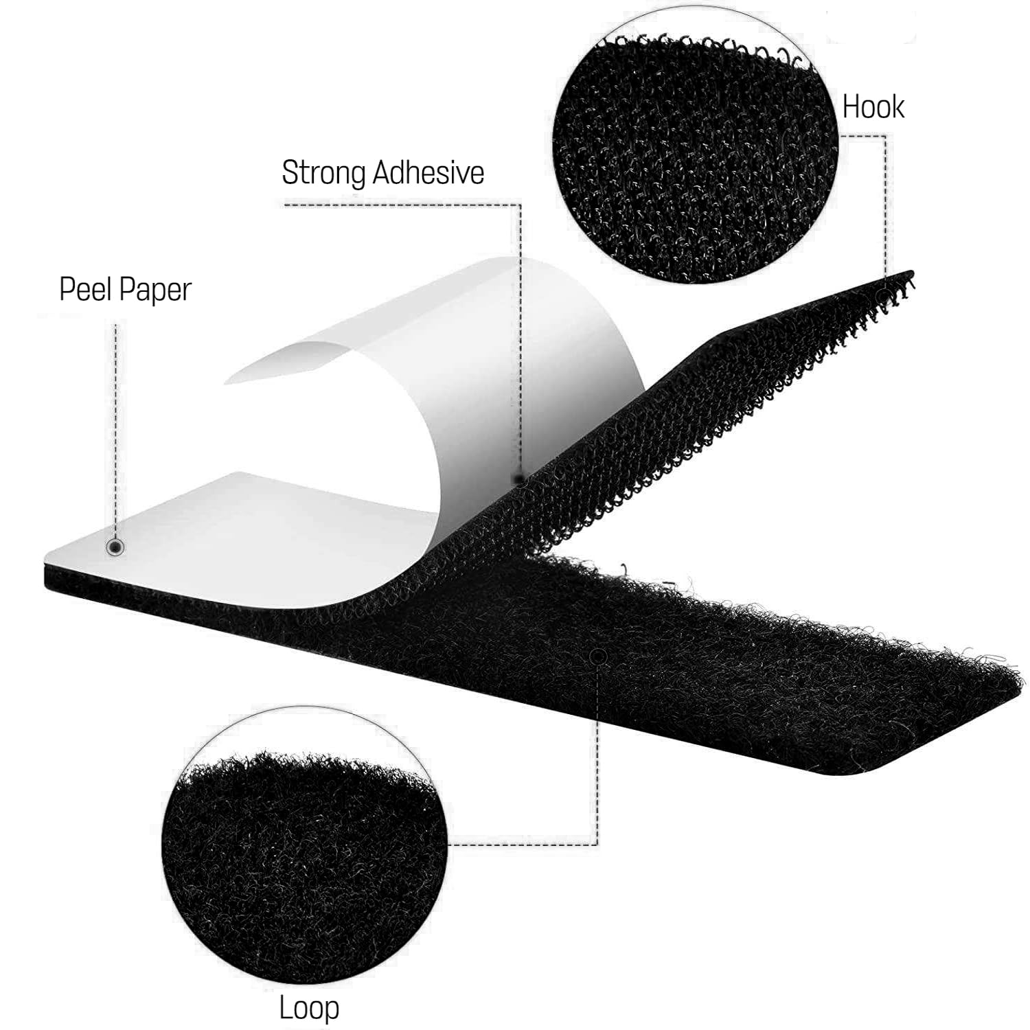 Self-adhesive Velcro /Black White Hook And Loop Self Adhesive Fastener Tape Magic Nylon Sticker Loop Disks Strips I.1351343849 - View #9