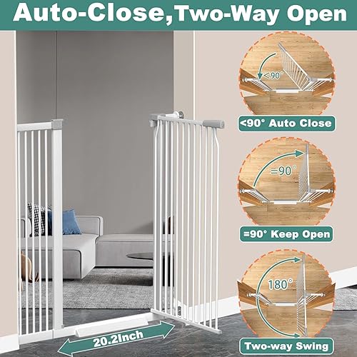 Miniatura 5 de Puerta de bebé extra alta de 40.5 pulgadas, puerta de 57.5 a 60.2 pulgadas extra ancha para mascotas para perros, puerta de seguridad ajustable