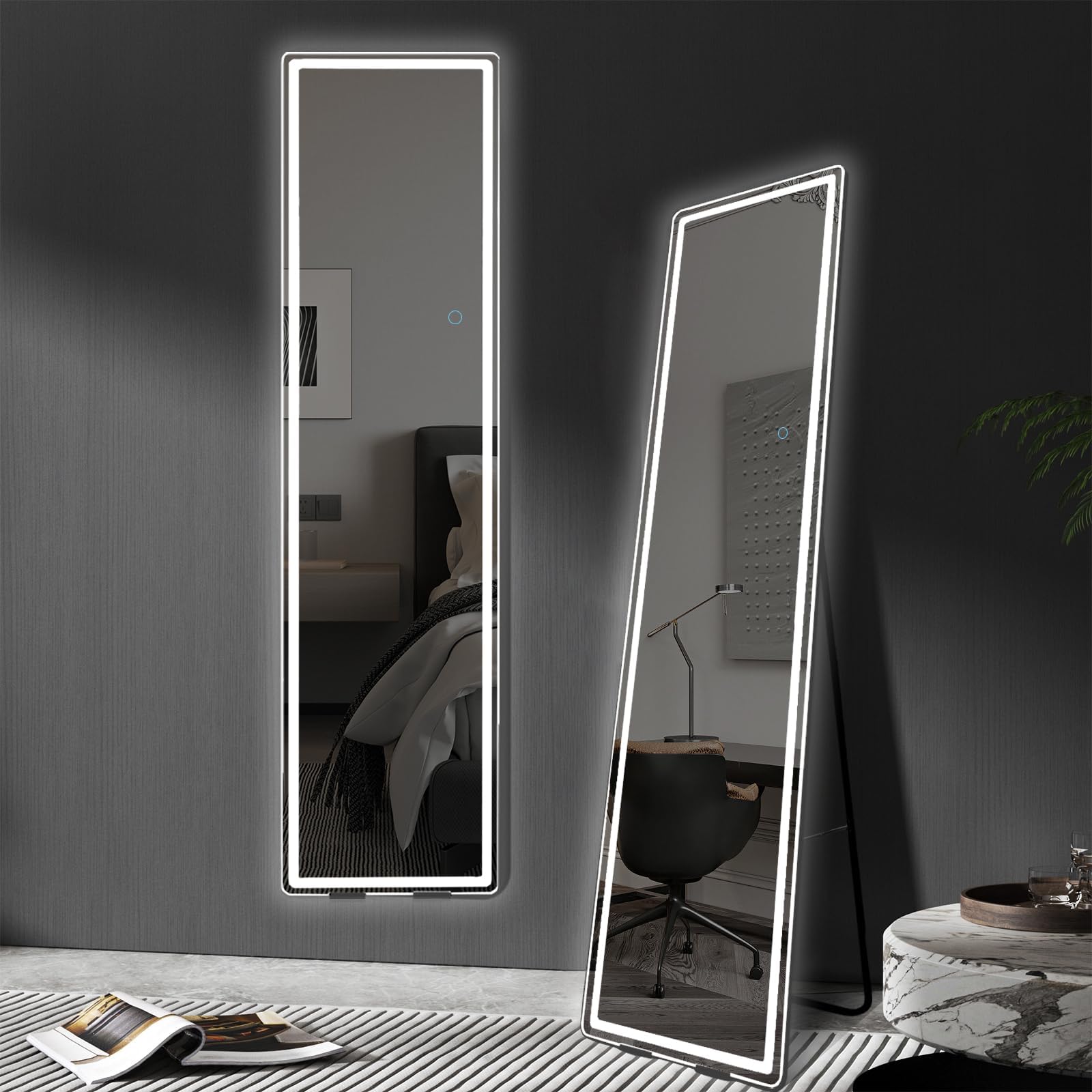ELEGANT LED Full Length Dressing Mirror 150x40 CM Free Standing Floor