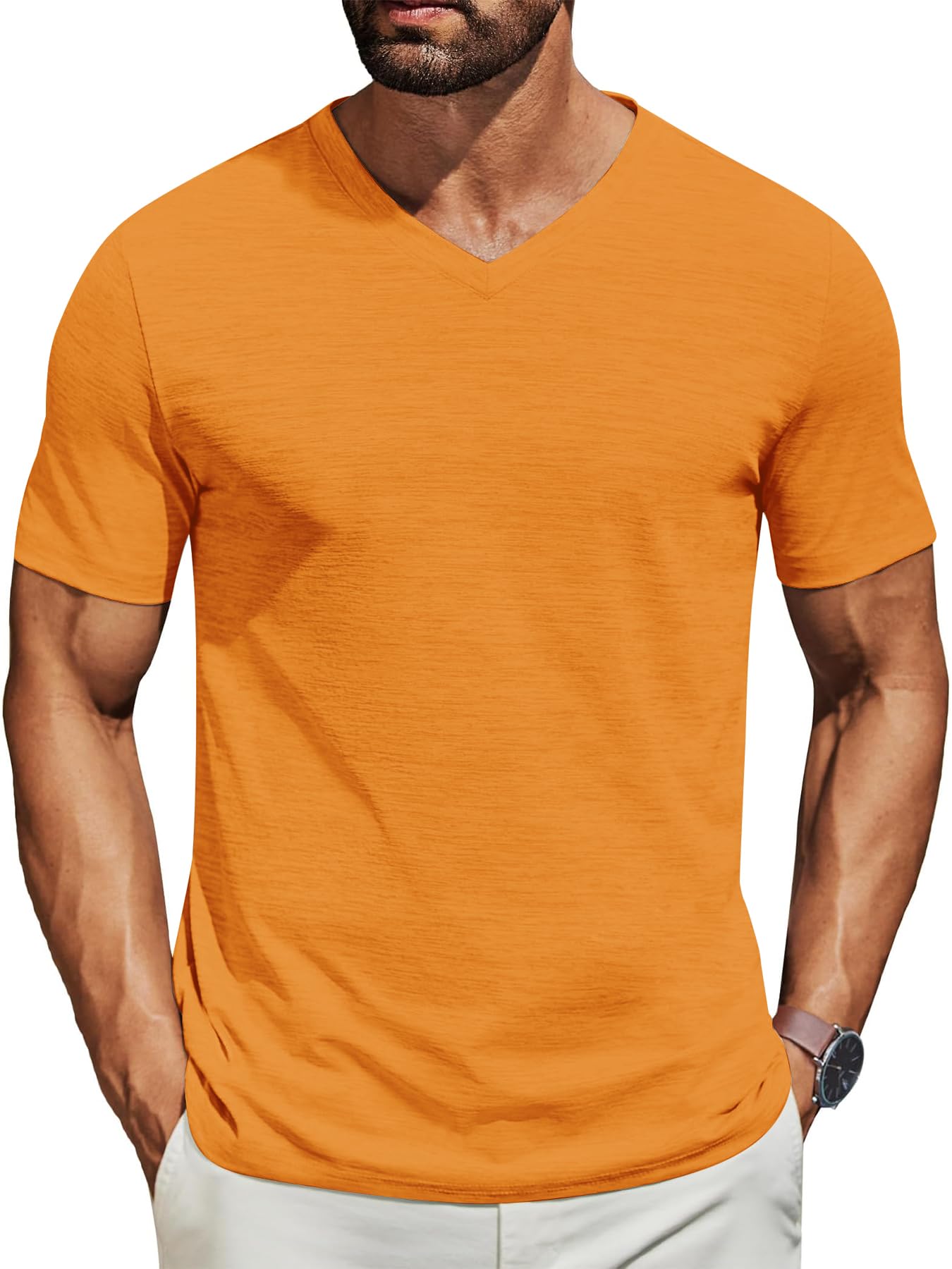 Mens T Shirt Short Sleeve V-Neck Soft Fitted Tees S - 5XL Fresh Classic Tshirts