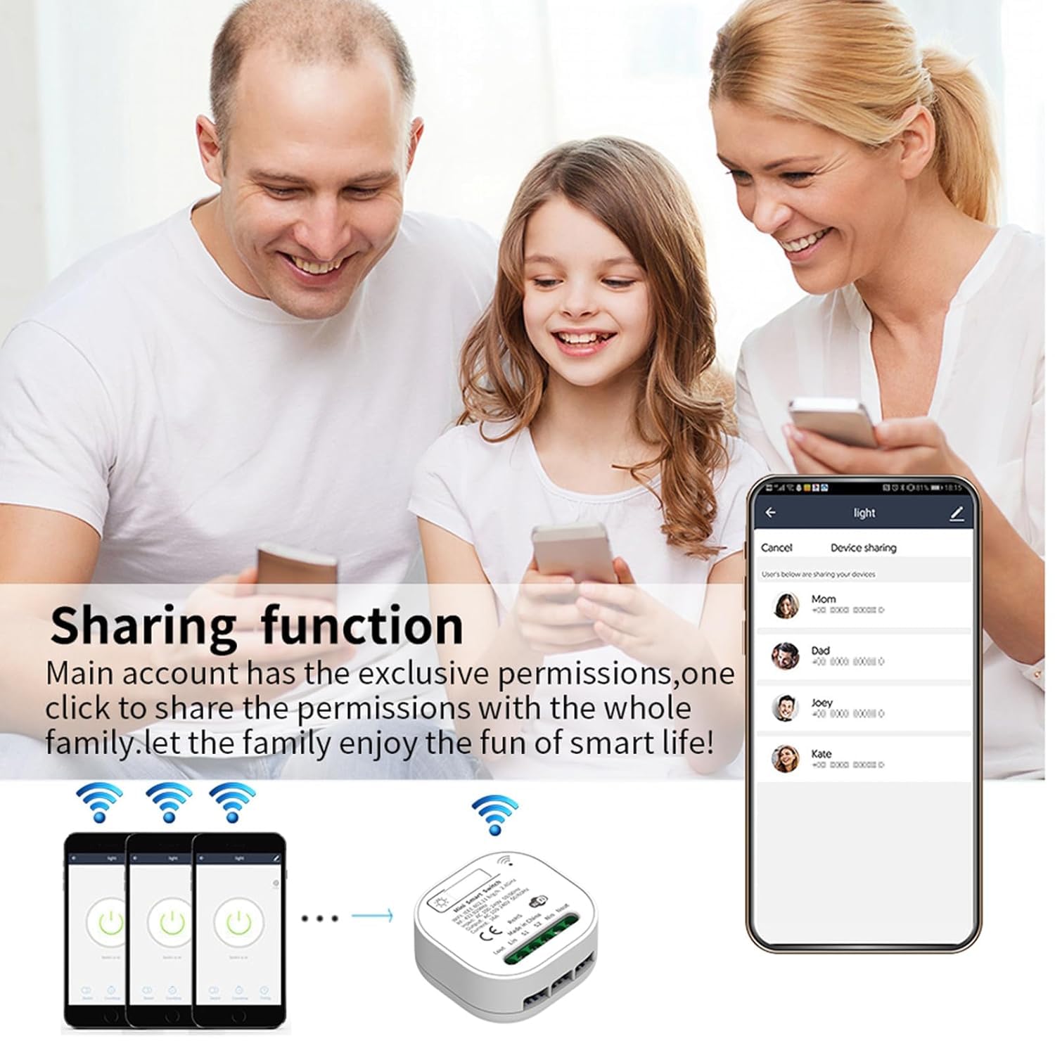 RF433 - Juego de interruptor de luz inalámbrico, aplicación sin batería, control por voz, interruptor de seguridad del transmisor inalámbrico y controlador de receptor, compatible con Alexa
