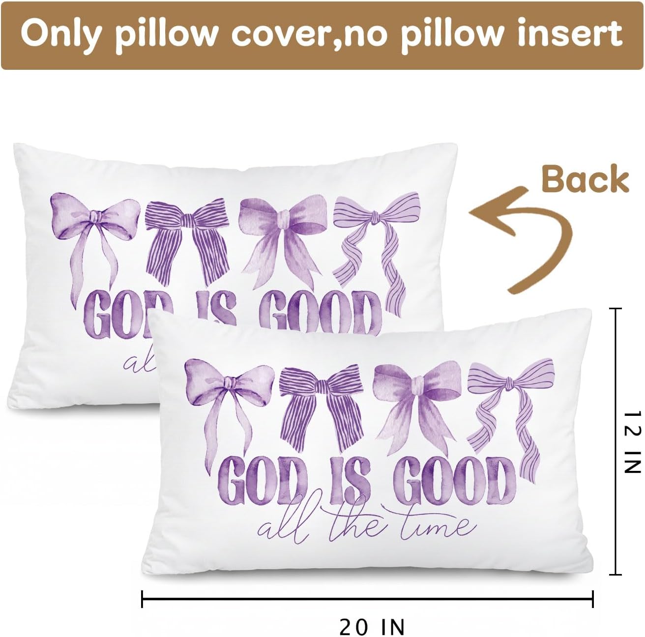 Purple Bow Christian Decor Throw Pillow Cover 12x20 Pillowcases image 3