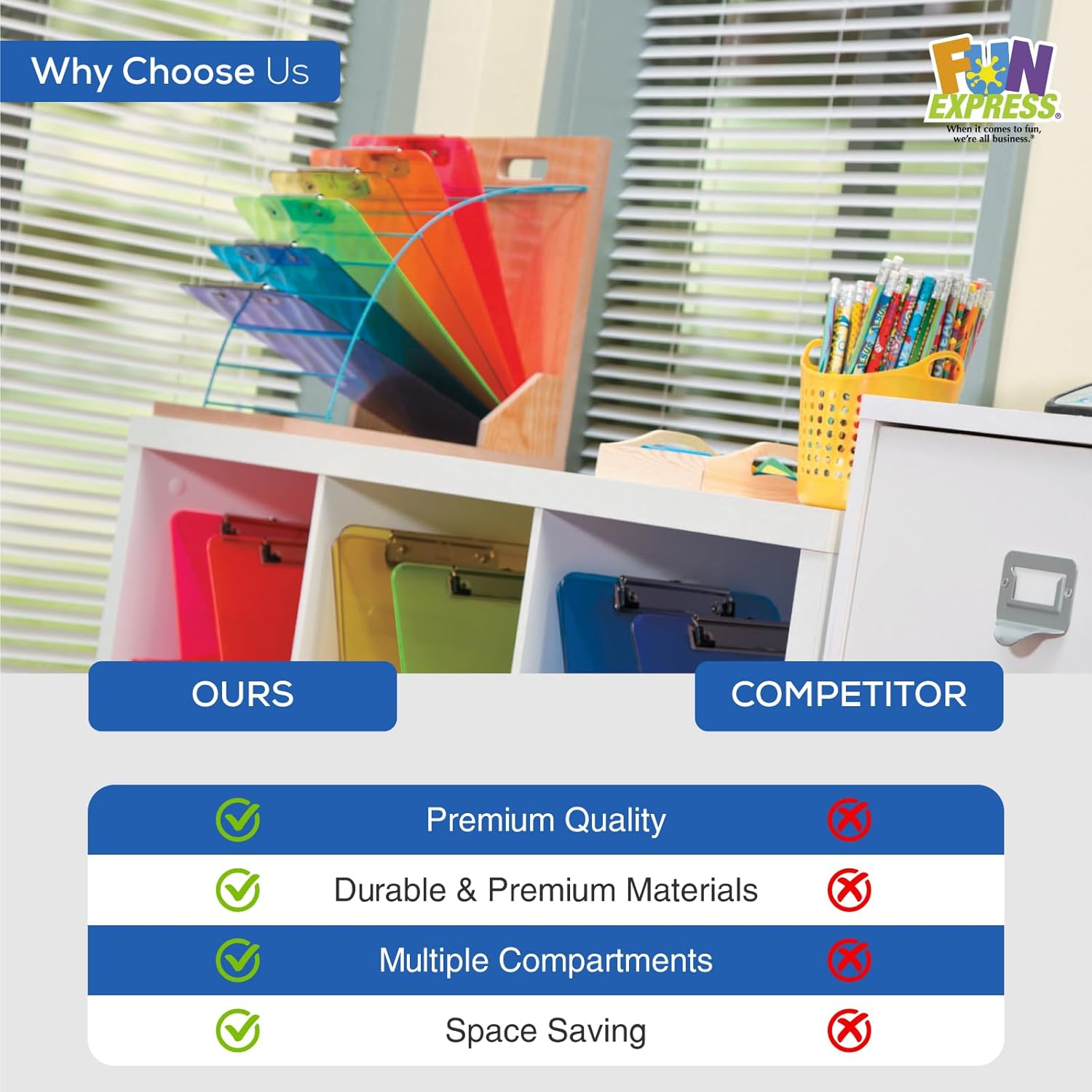 Fun Express Clipboard Holder - Holds 11 clipboards - Transform Your Workspace Stylish Wood Clipboard Storage for an Organized and Aesthetic Environment