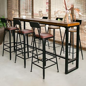 RUNNUP Farmhouse Bar Table Solid Wood Rectangle Bar Height Table for Kitchen Coffee Shop Window Small Space -Table Only86.6" L x 15.7" W x 41.3" H
