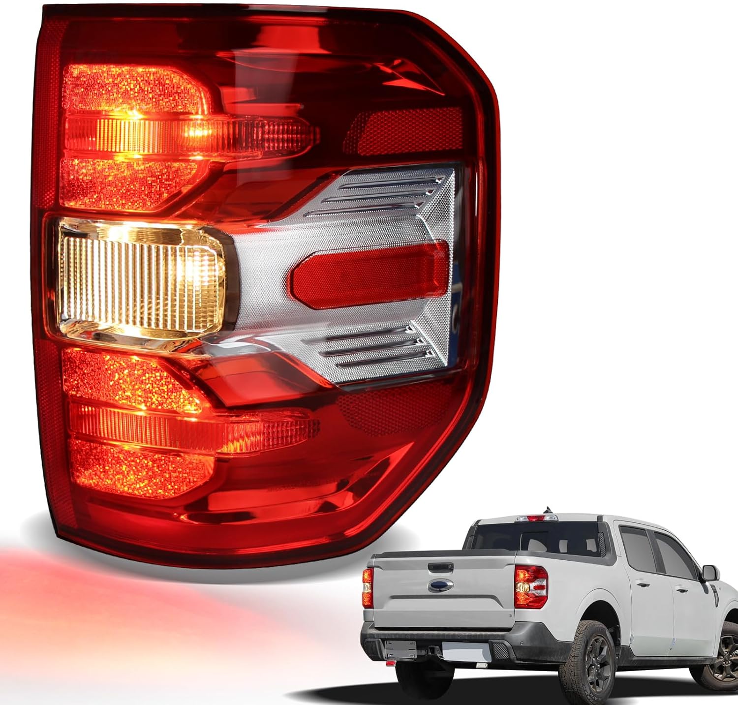 Tail Lights Compatible with 2022 2023 2024 Ford Maverick XL XLT Rear Brake Lamp Signal Assembly ?Taillights Replace NZ6Z13404C, FO2800288(Halogen Ford Maverick, Right Passenger Side) Right Passenger Side Halogen Type