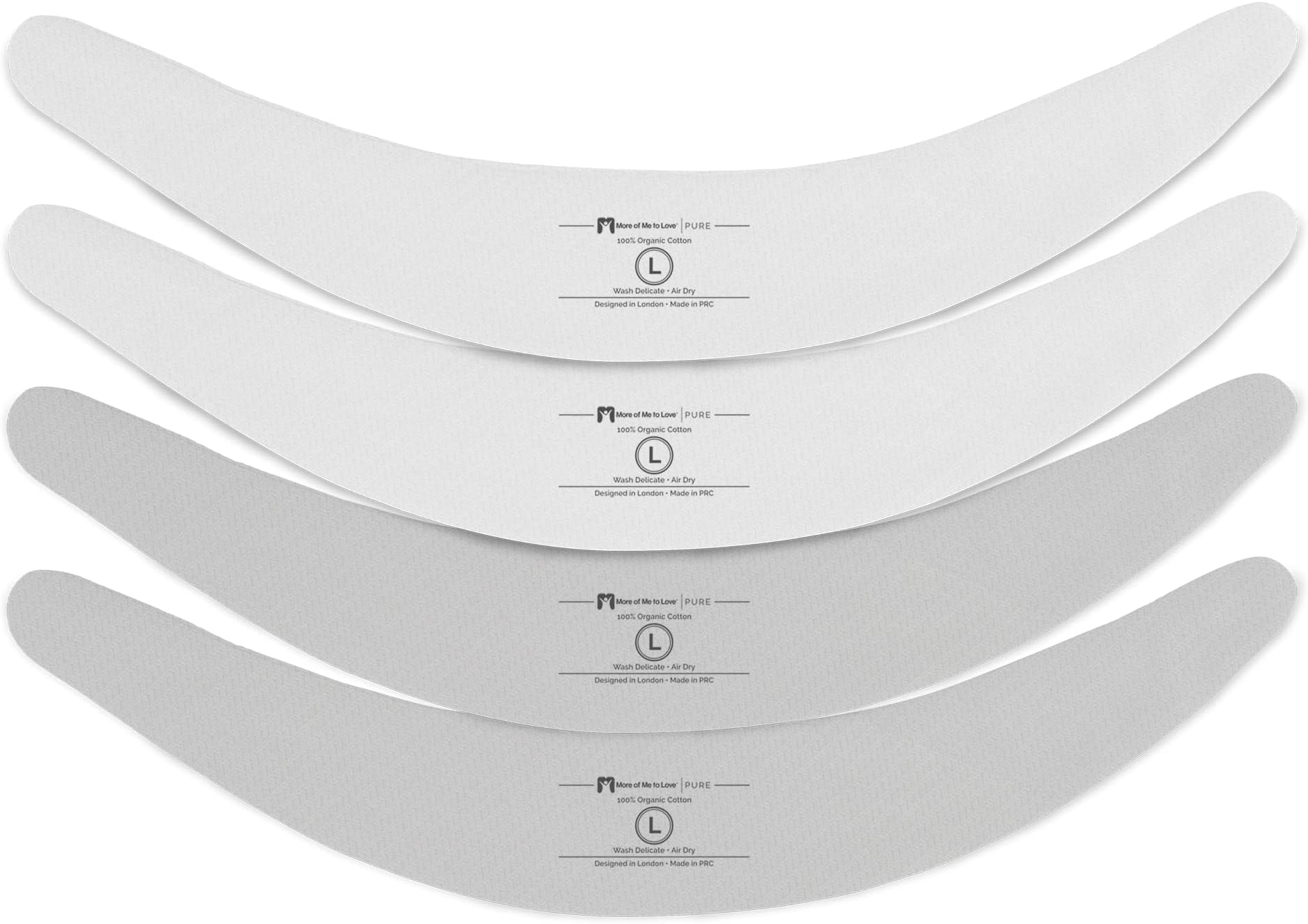 More of Me to Love Organic Cotton and Viscose Blend Tummy Liner, 4-Pack, Large (2 x Pearl White and 2 x Stone Gray)