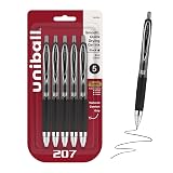uniball™ 207 Gel Pens, Black Ink, 1.0mm Bold Point, Retractable, 5 Count – view 1