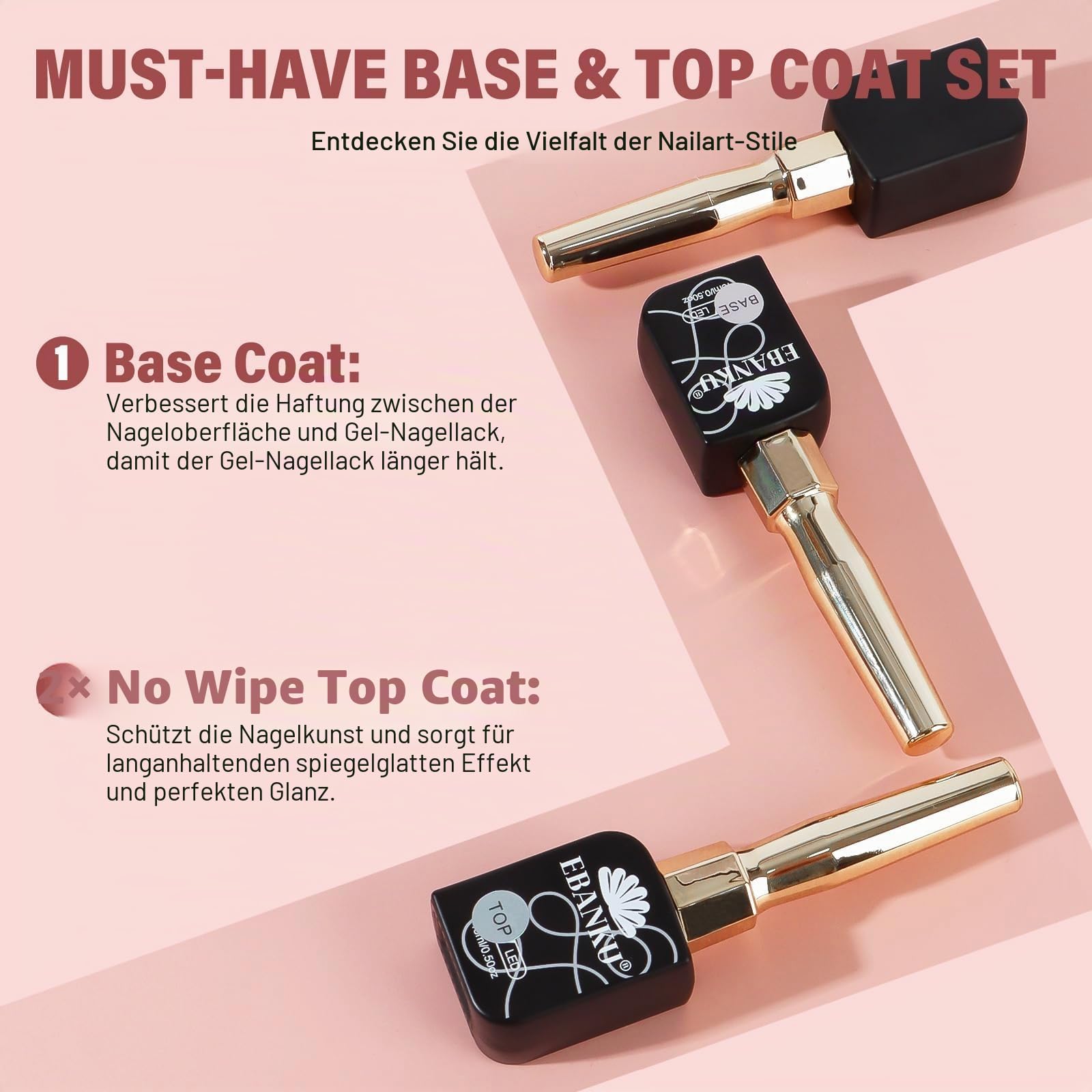 EBANKU 60 Farben 15ML Gel Nagellack Set | Gleiche Farbe Gleiche Flasche UV Nagellack mit 2PCS Base Gel and Top Coat Lang Anhaltend Maniküre Set fur Zuhause Salon