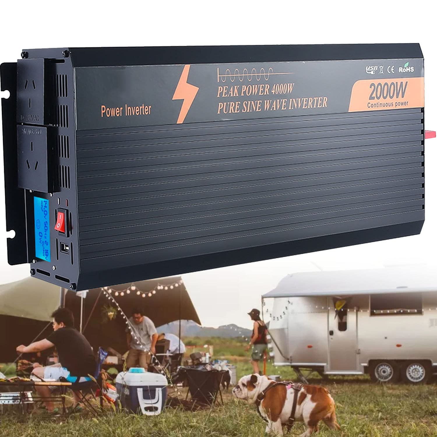 1000W 1500W 2000W 3000W 3500W konwerter napięcia czysta fala sinusoidalna falownik samochodowy DC 12V 24V 48V do AC 230V przetwornica mocy konwerter czysta fala sinusoidalna,2000W-48V