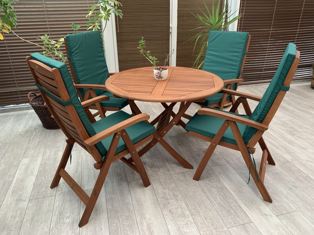 Rattanland® Gartenstuhlauflagen Hochlehner - Stuhlkissen Set - Wasserdichter Stoff - Sitzauflagen Hochlehner, Auflagen für Gartenmöbel, Hochlehner Auflagen, Sitzkissen für Gartenstühle (2, Grün)