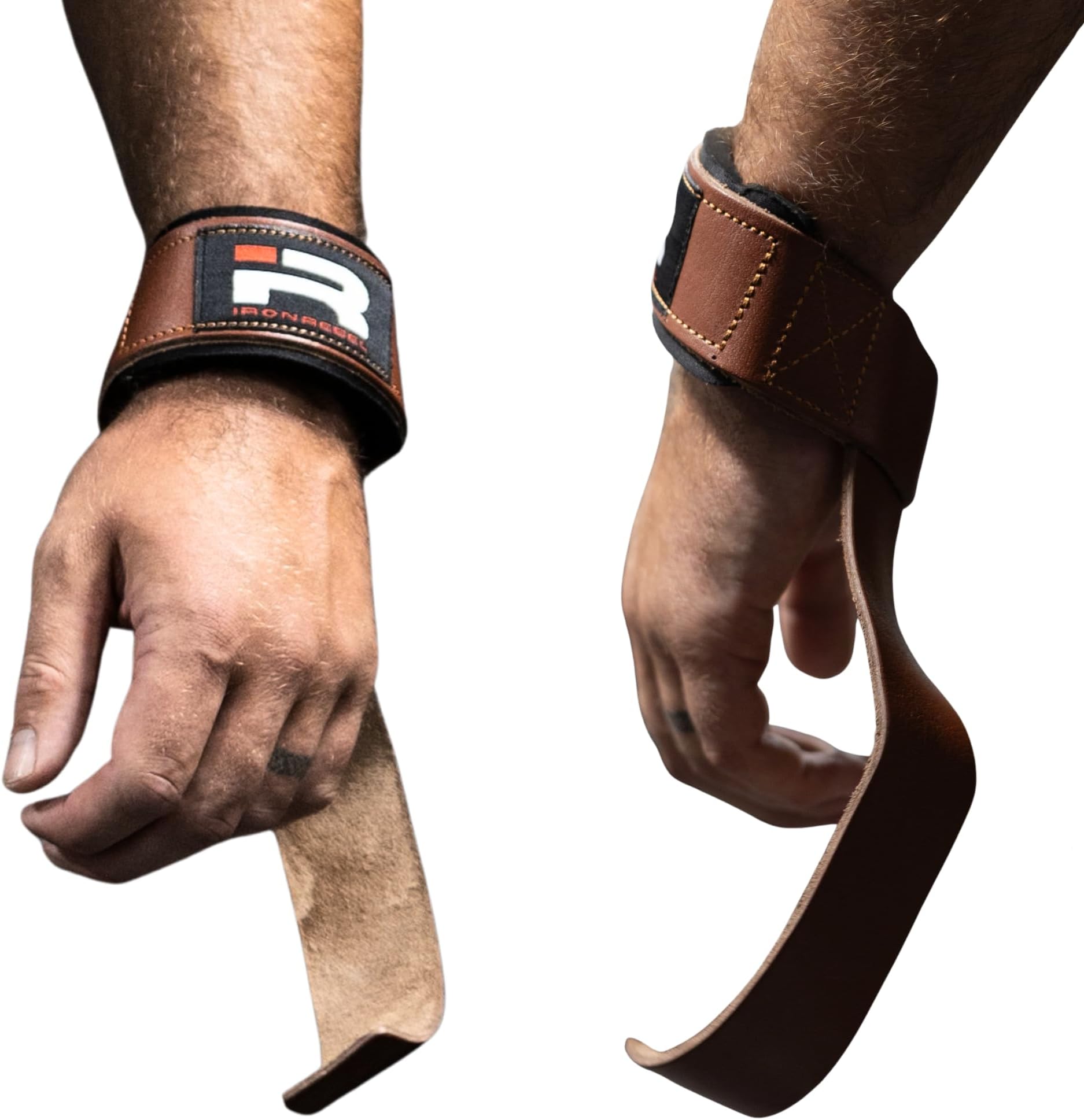 Leather HD Lifting Straps Ultimate Wrist Support Strap with Breathable Material for Workout, Powerlifting, Bodybuilding or Training - for Men and Women, Black and Brown (Pair)