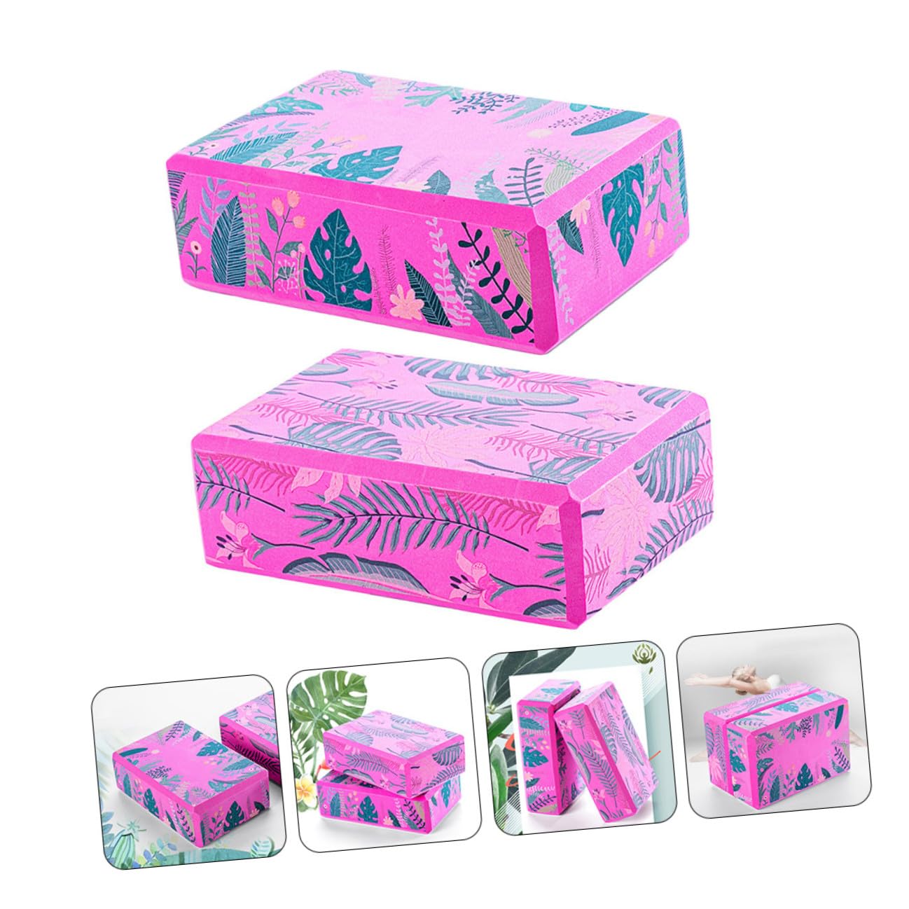 Mikinona Bloques de Yoga Antideslizantes de Alta Densidad de Eva Rectangulares Varios estilos 2 Piezas para Soporte Cómodo en Pilates y Danza para Principiantes