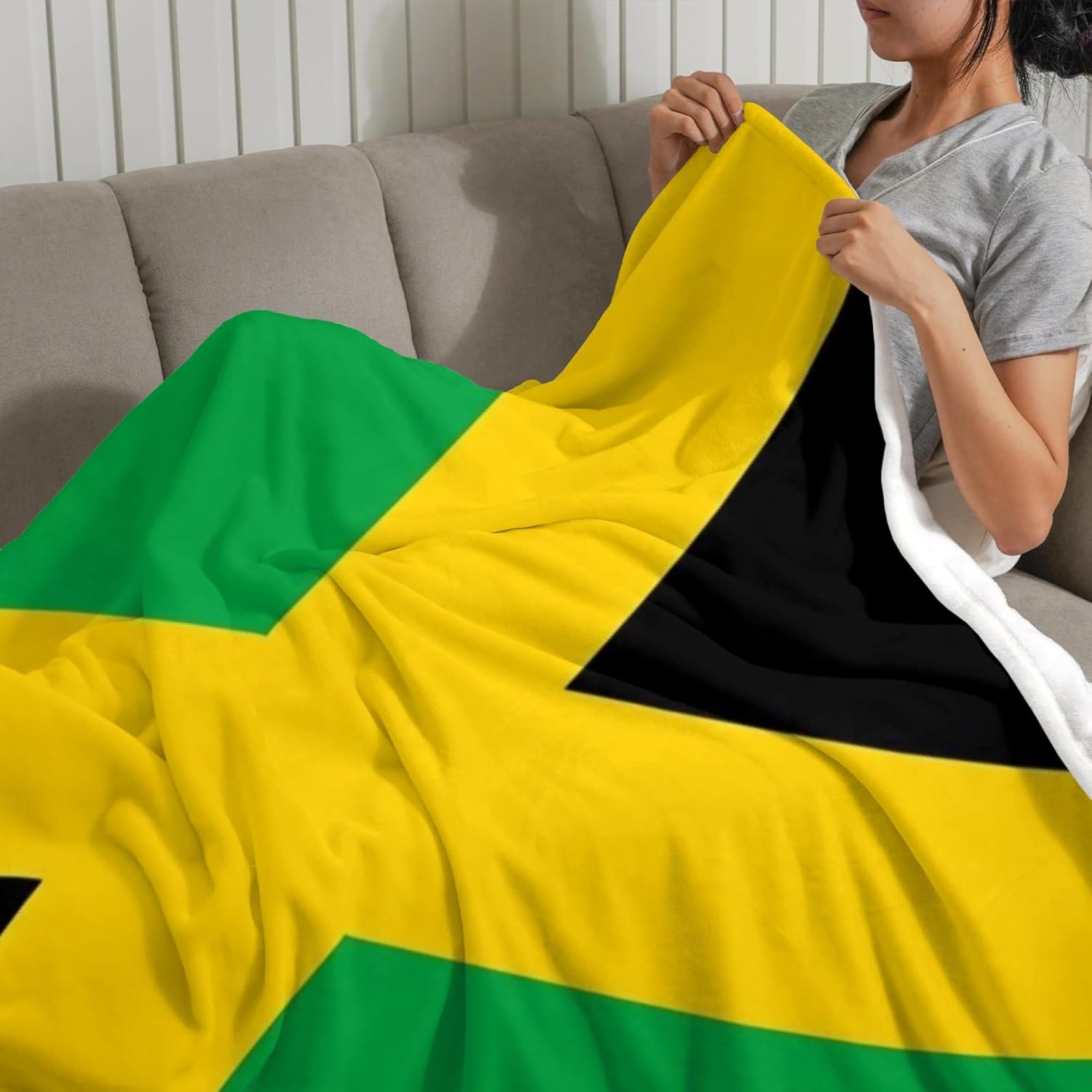 Jamaica Jamaican Flag Throw Blanket Flannel Blankets Soft Warm Cozy Lightweight Bed Throws for Bedroom Living Room Sofa Couch Home Decor 60“x50” - Image 5