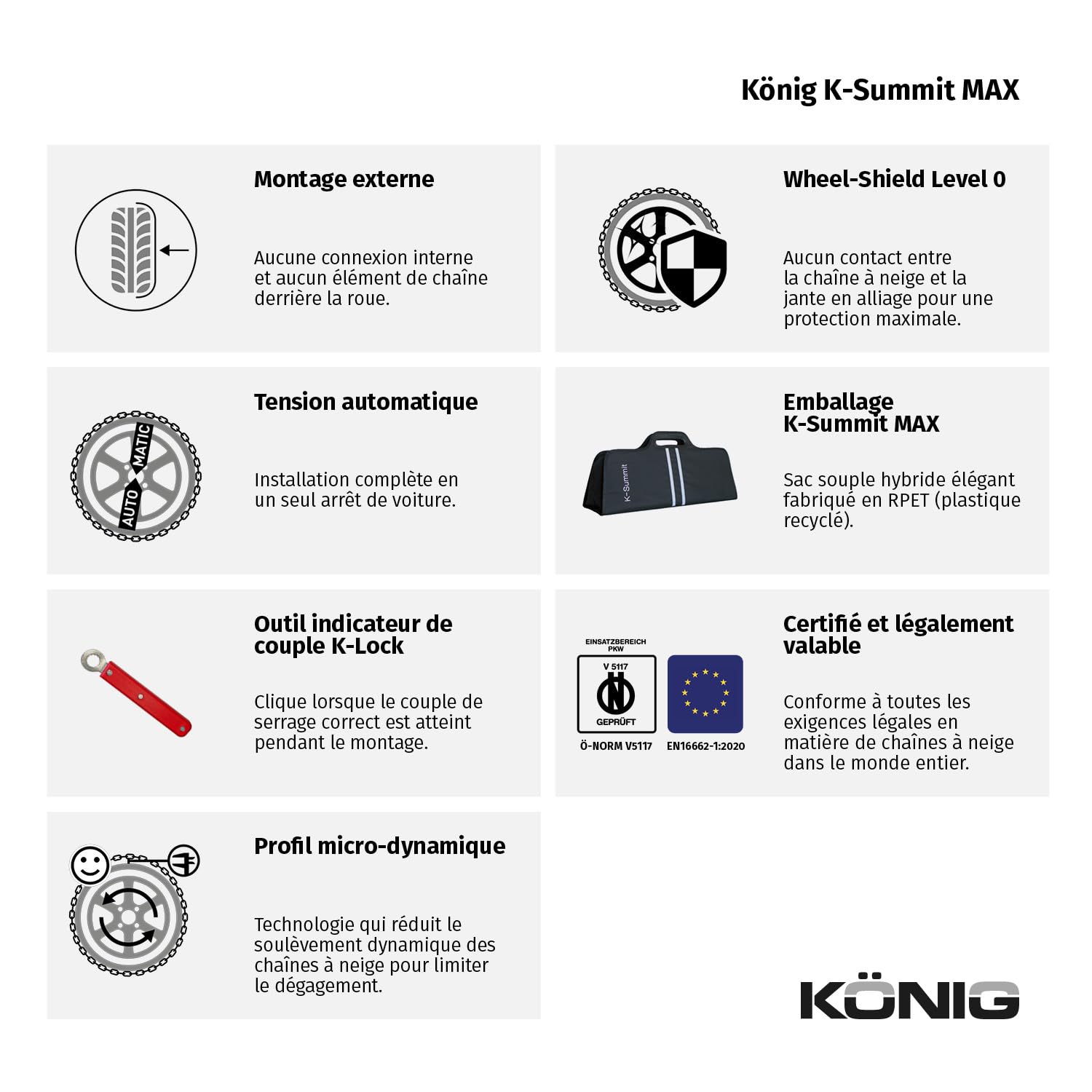 Chaînes à neige König K-Summit MAX K55M