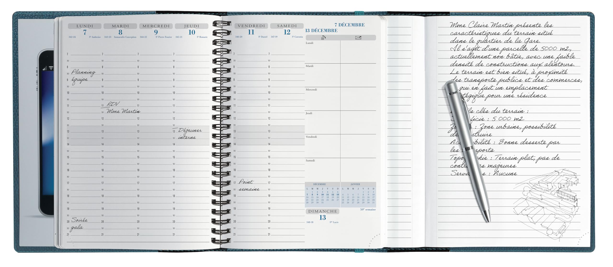 Exacompta 2007602E - Agenda de escritorio All in one Horizons 20S (15 x 21 cm), color azul