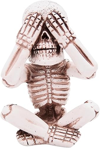 Miniatura 5 de Wowser Esqueletos góticos de tres sabios: Esqueleto de escuchar, ver, hablar no mal, detalles decorativos oscuros, juego de 3 diseños surtidos, 3.25