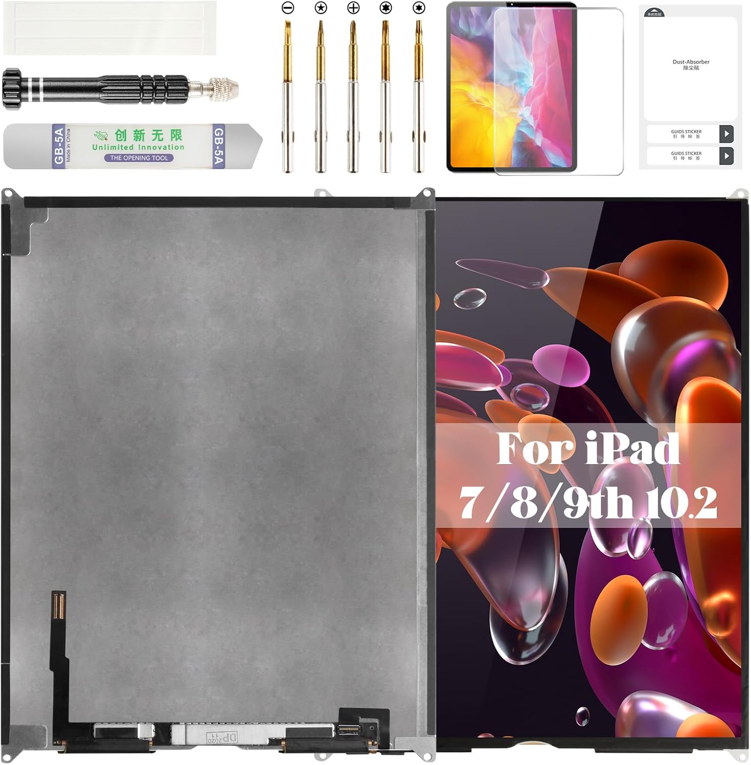 for iPad 7th Gen Screen Replacement 2020 for iPad 10.2" Screen 8th Gen LCD for iPad 9th Display Repair Kits A2197 A2270 A2197 A2200 2019 2021 Black (Without Digitizer)